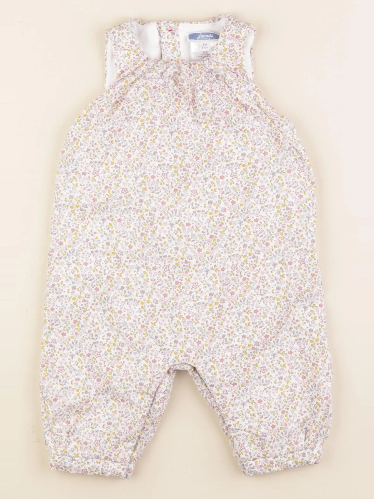 Jacadi - combinaison doublé, liberty blanc, jaune, rose - 6 mois