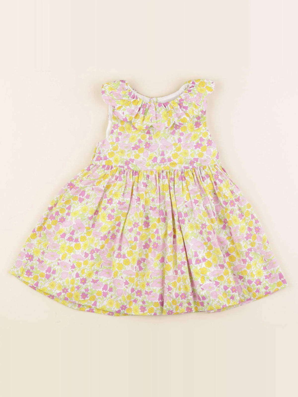 Jacadi - robe liberty blanc, jaune, violet - 18 mois