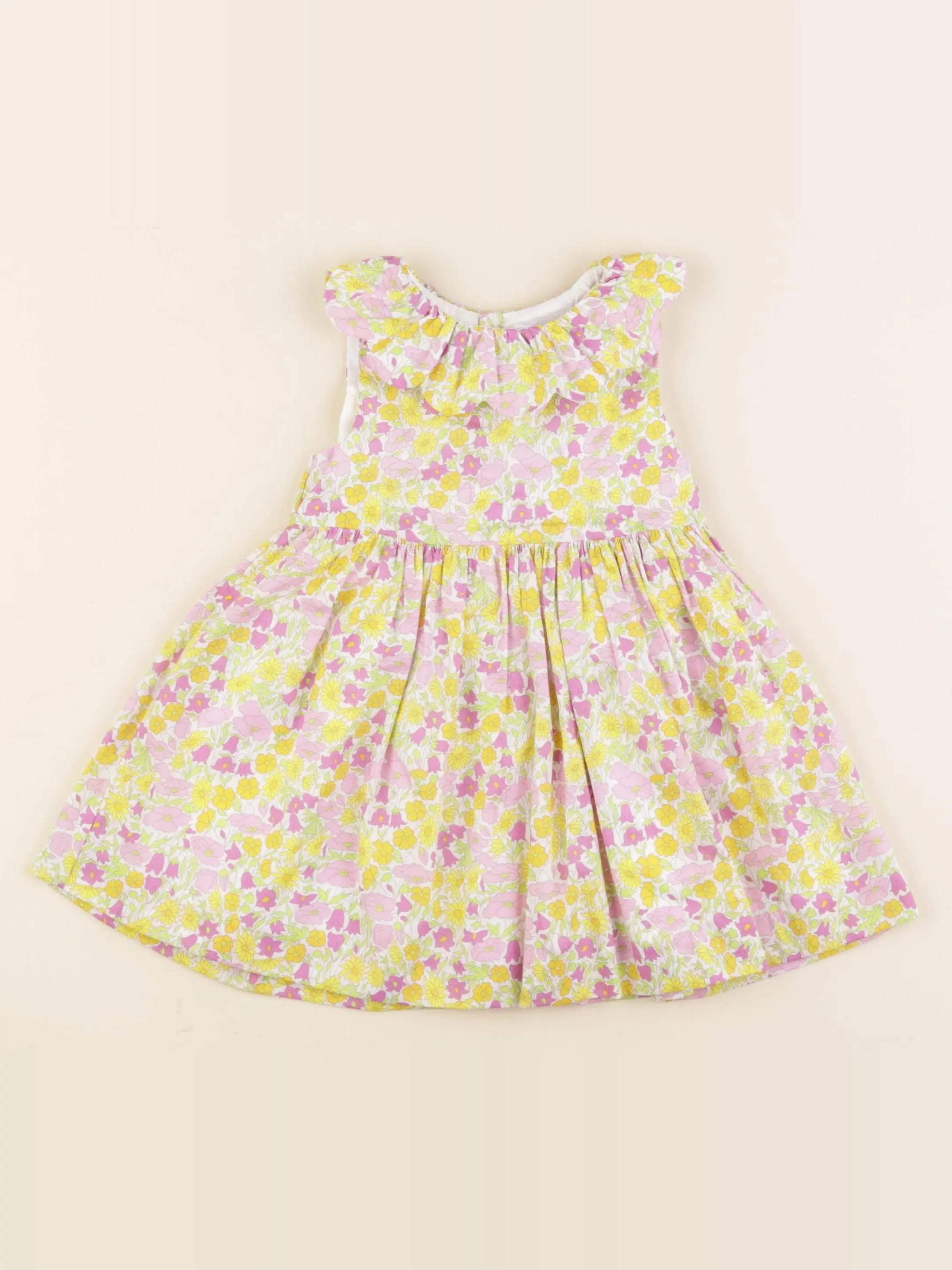 Jacadi - robe liberty blanc, jaune, violet - 18 mois