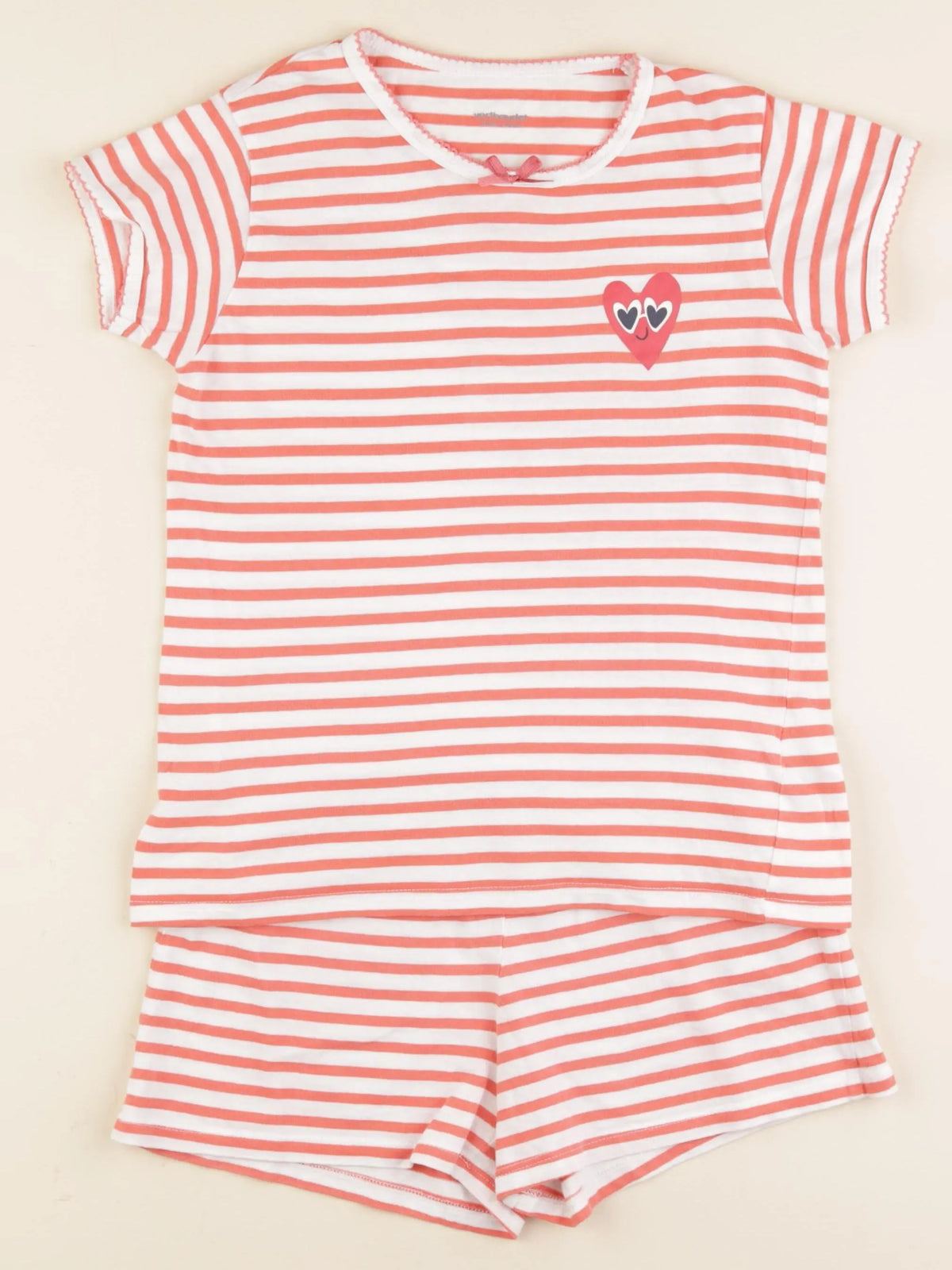 Vertbaudet - pyjama coton blanc, orange - 10 ans