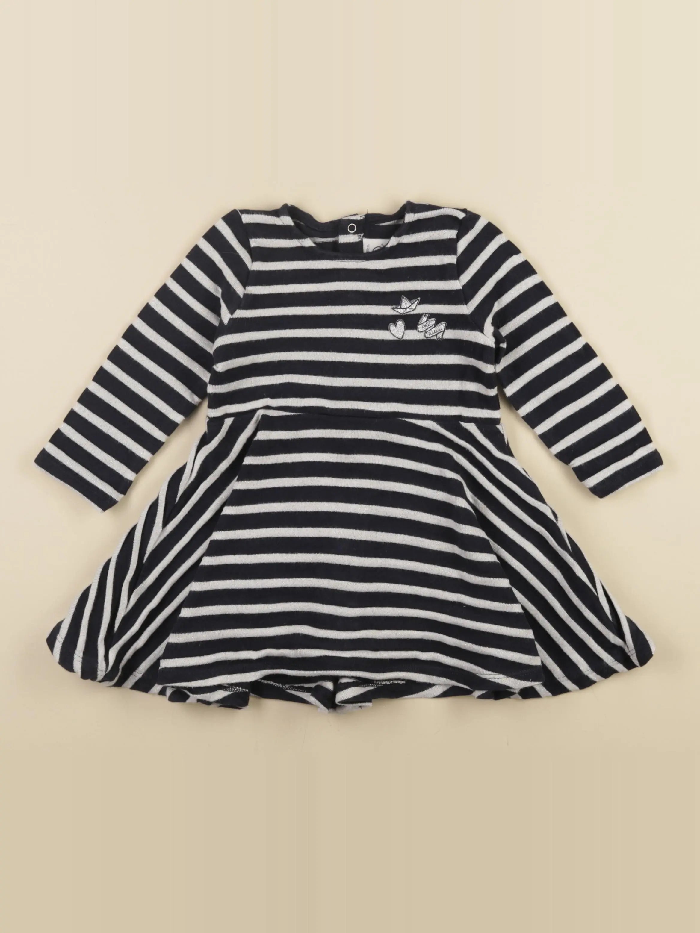 Petit Bateau - robe bleu, argent - 18 mois