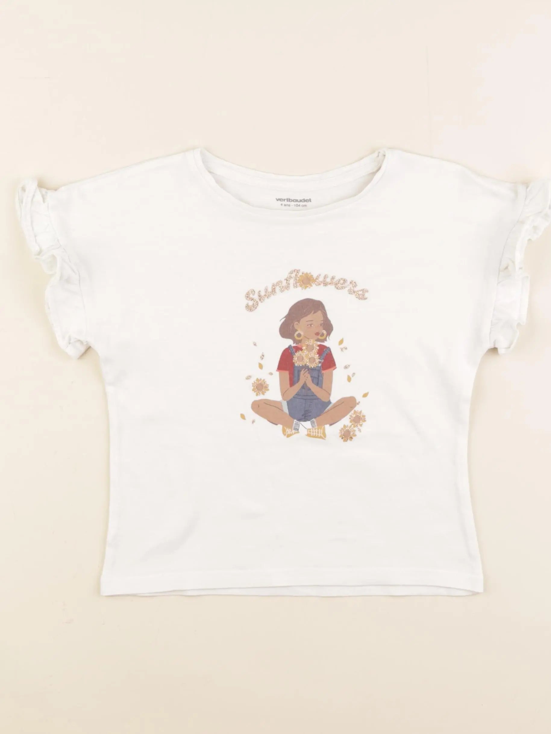 Vertbaudet - tee-shirt blanc - 4 ans