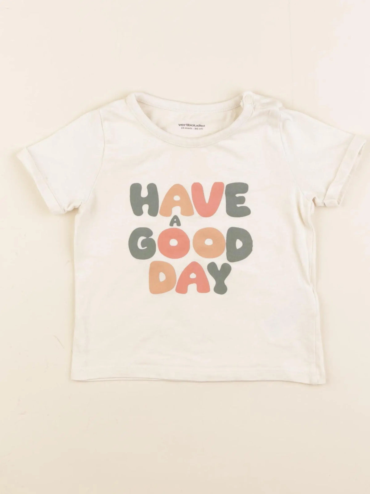 Vertbaudet - tee-shirt beige - 24 mois