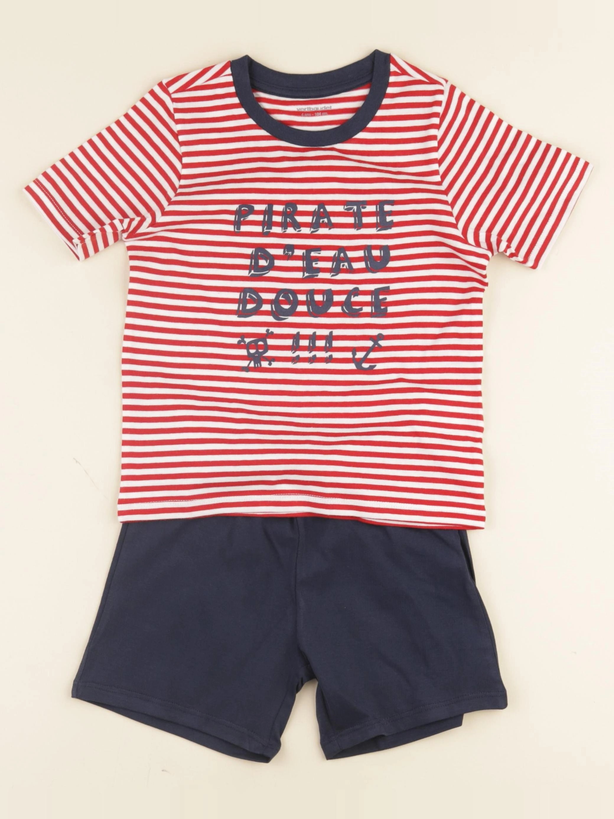 Vertbaudet - pyjama coton bleu, rouge - 4 ans