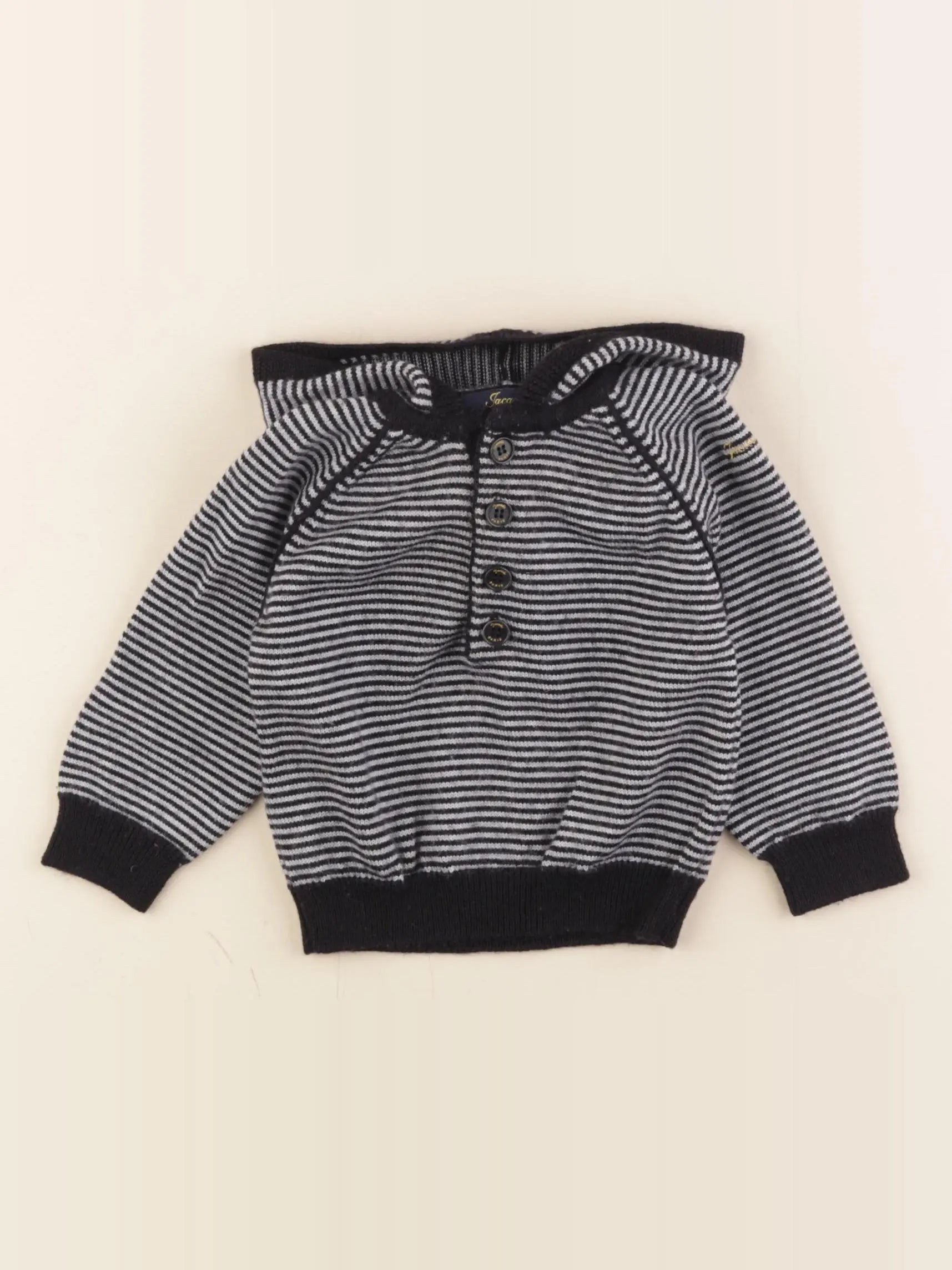 Jacadi - pull gris, noir - 12 mois
