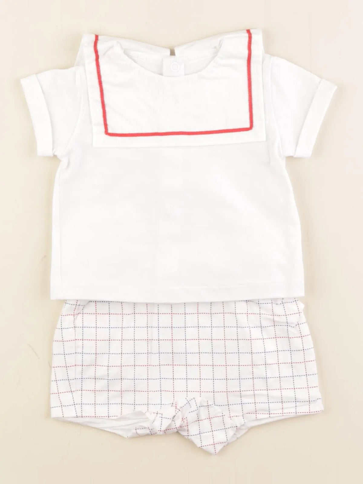 Jacadi - ensemble blanc, bleu, rouge - 3 mois