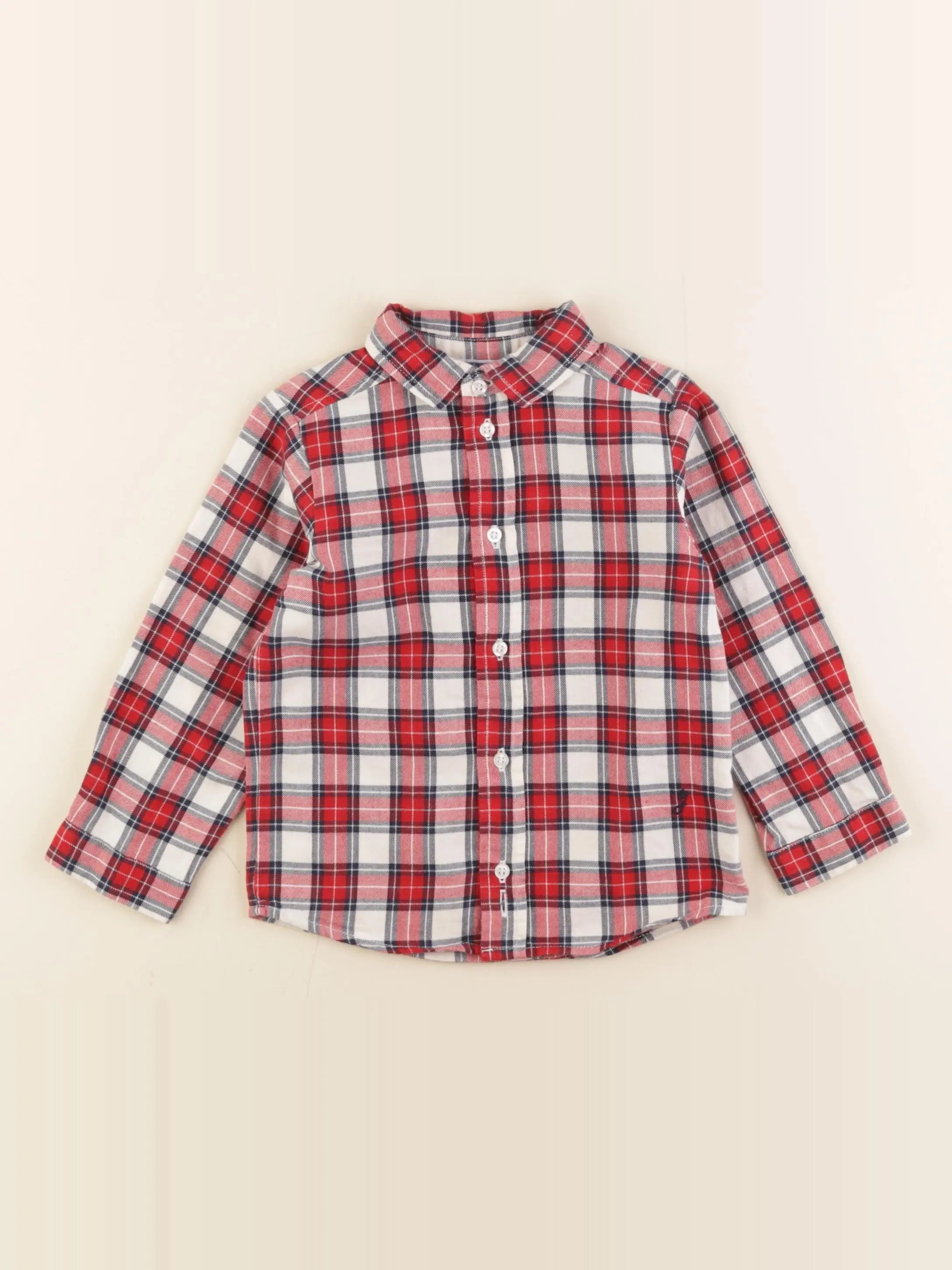 Jacadi - chemise blanc, rouge - 24 mois