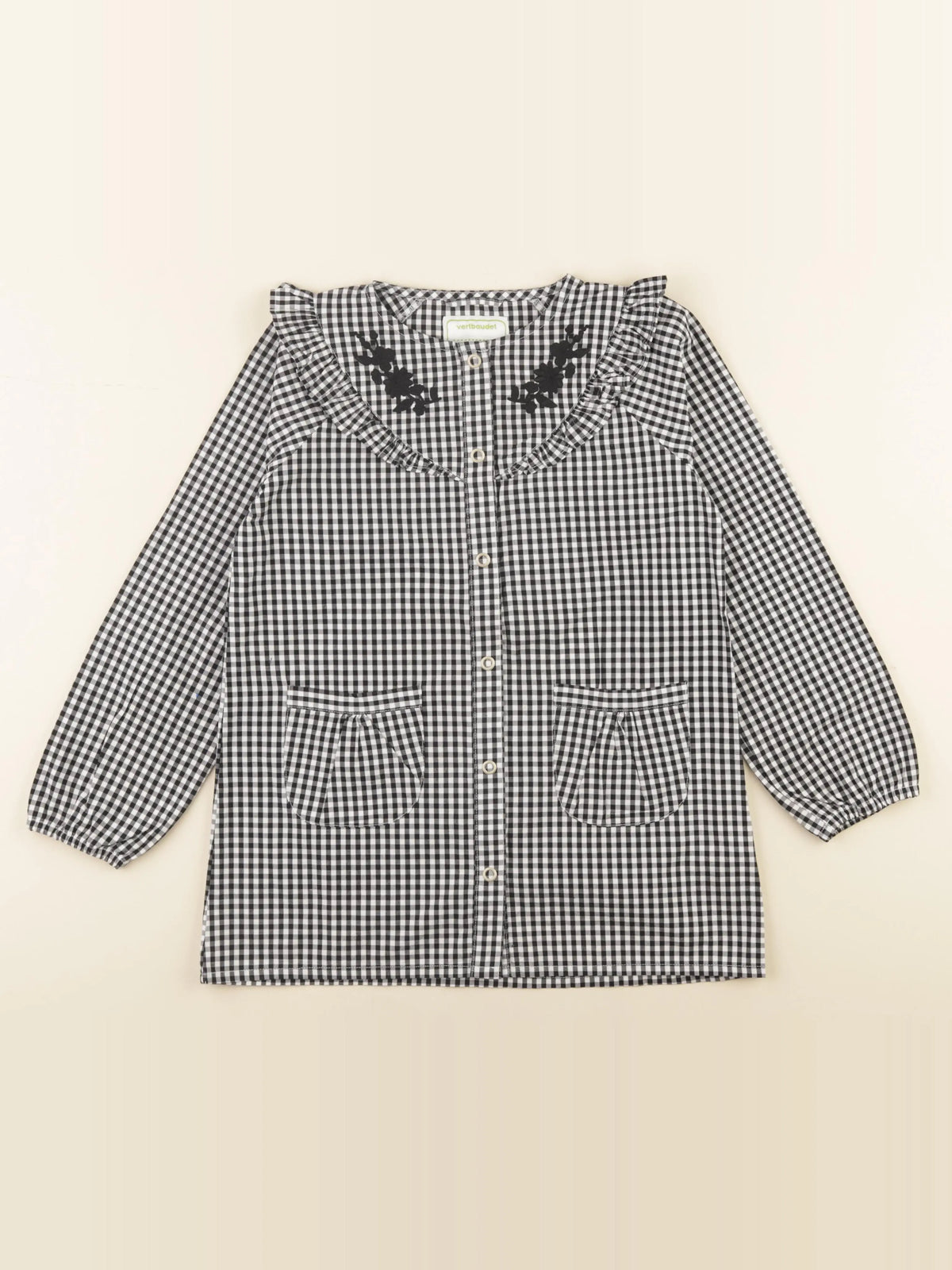 Vertbaudet - blouse d'école blanc, noir - 8 ans