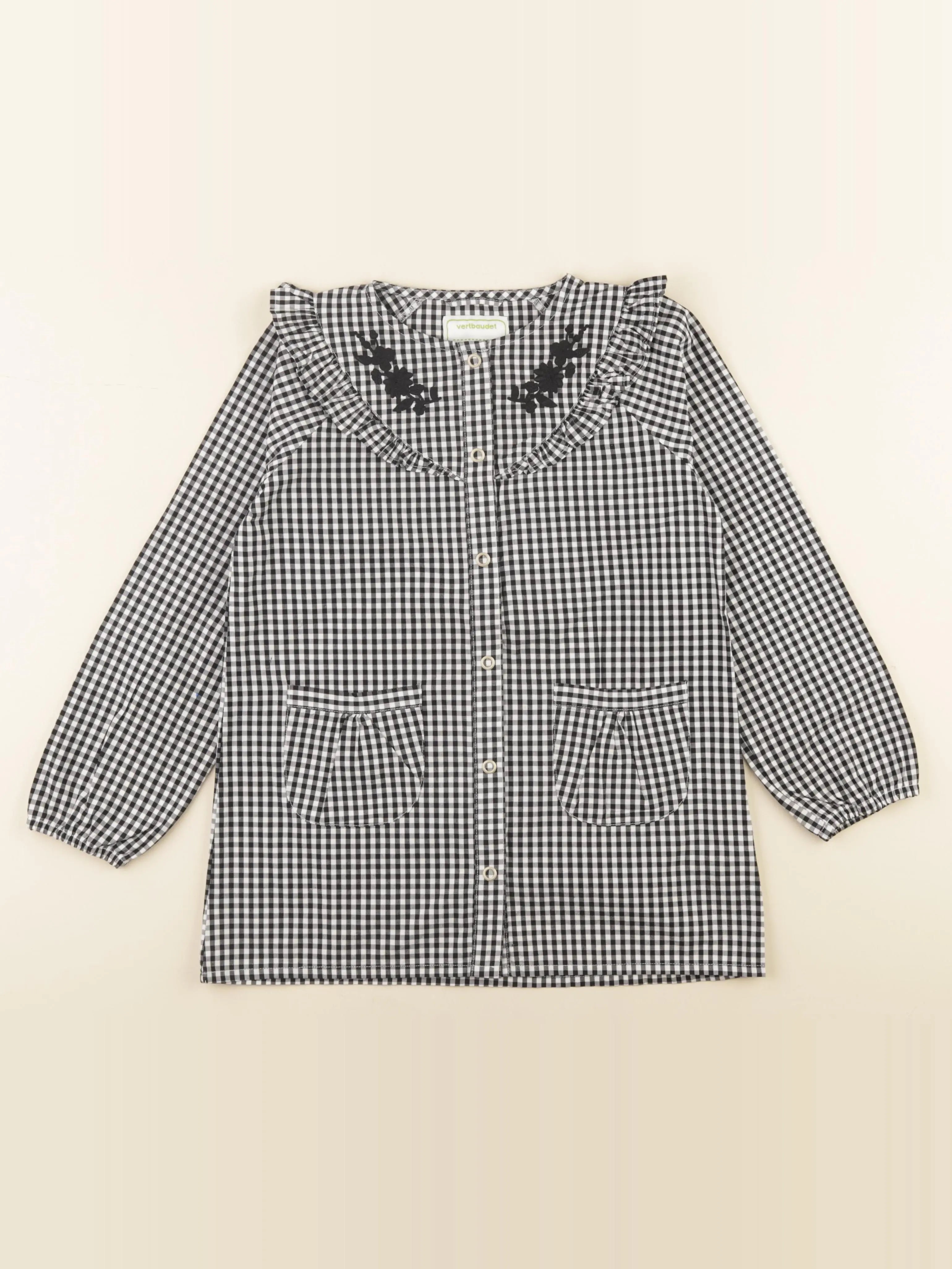 Vertbaudet - blouse d'école blanc, noir - 8 ans