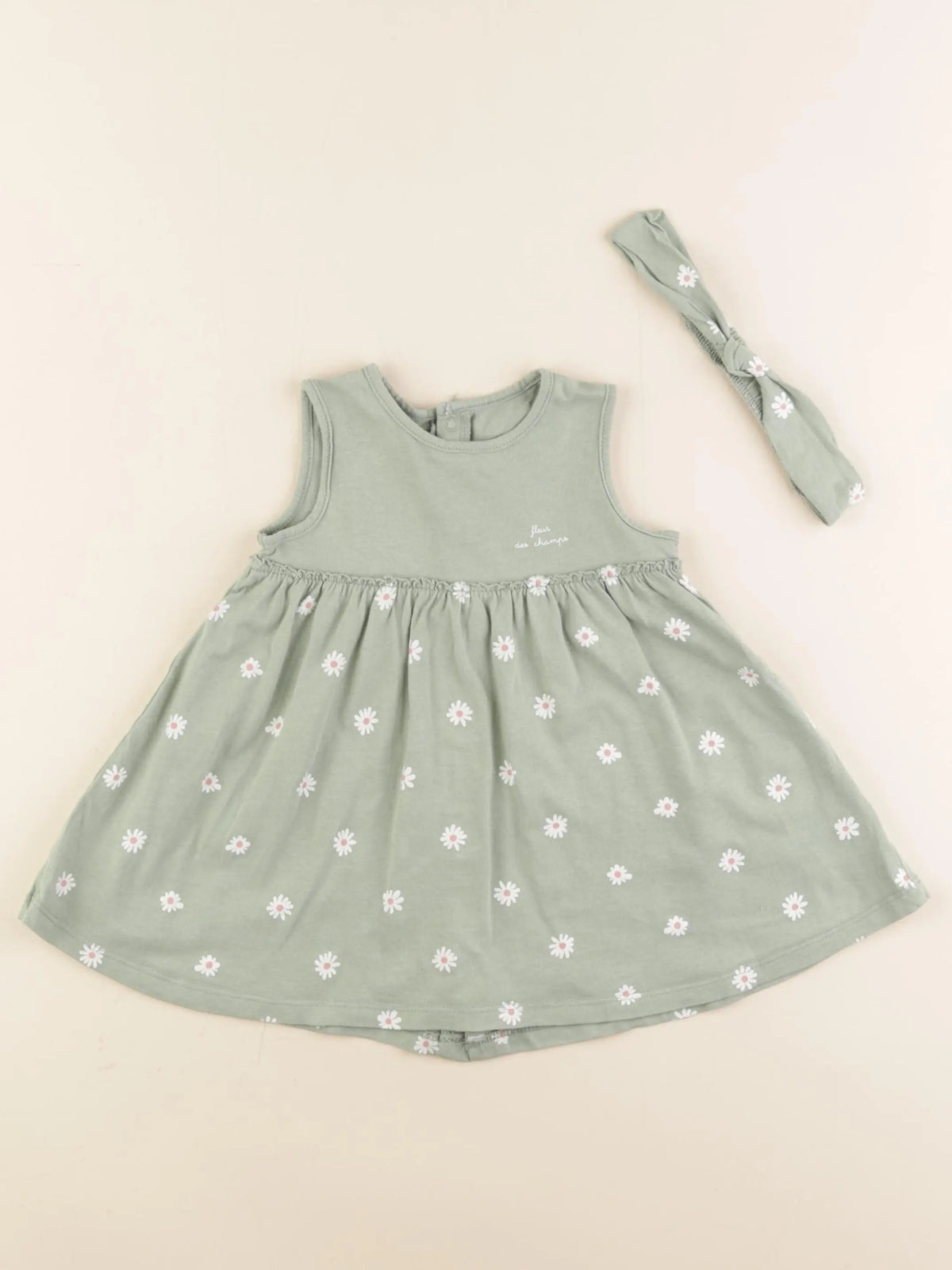 Vertbaudet - robe vert - 9 mois