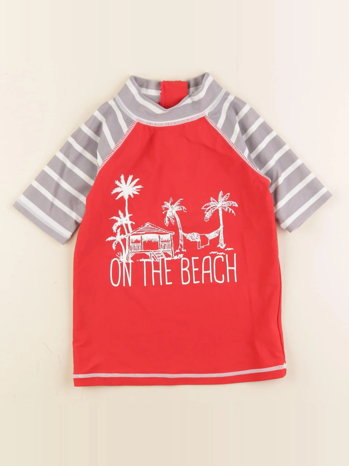 Vertbaudet - tee-shirt de bain rouge, gris - 6 ans