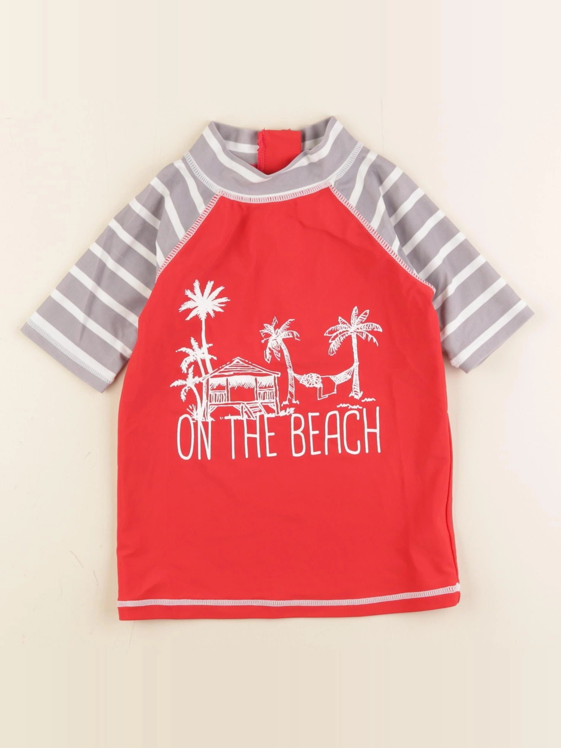 Vertbaudet - tee-shirt de bain rouge, gris - 6 ans