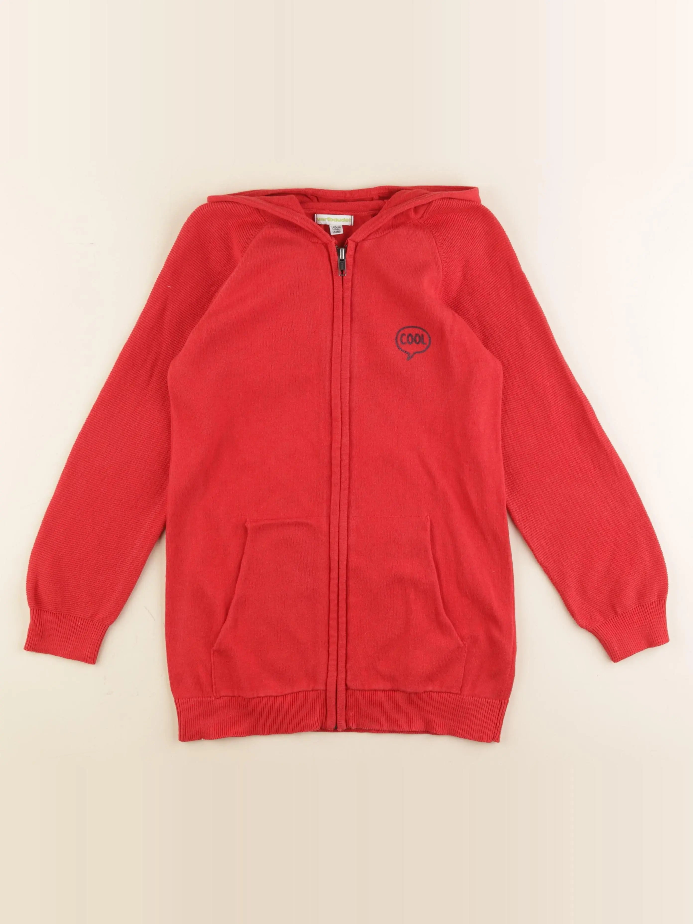 Vertbaudet - gilet rouge - 10 ans