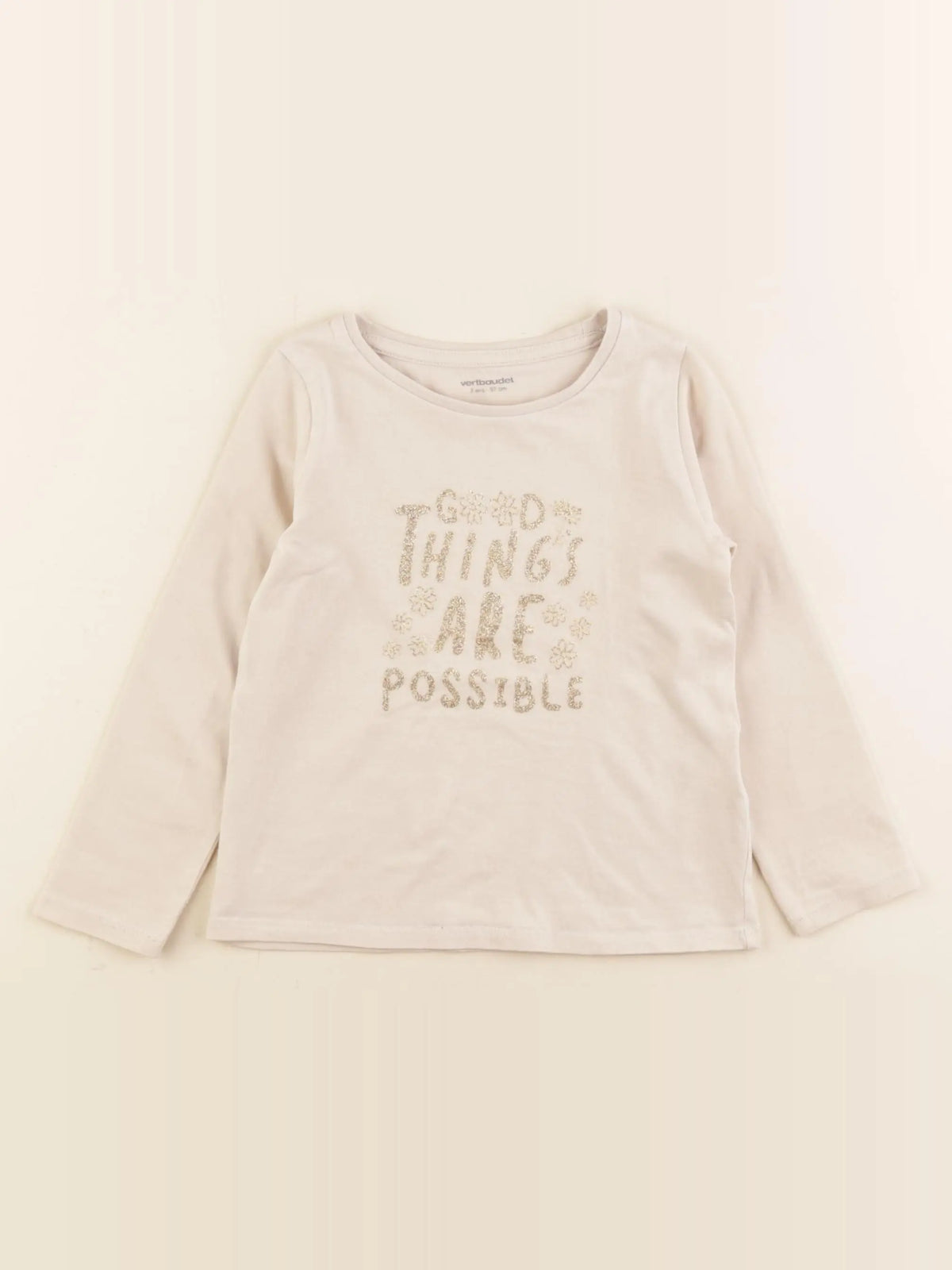 Vertbaudet - tee-shirt beige - 3 ans