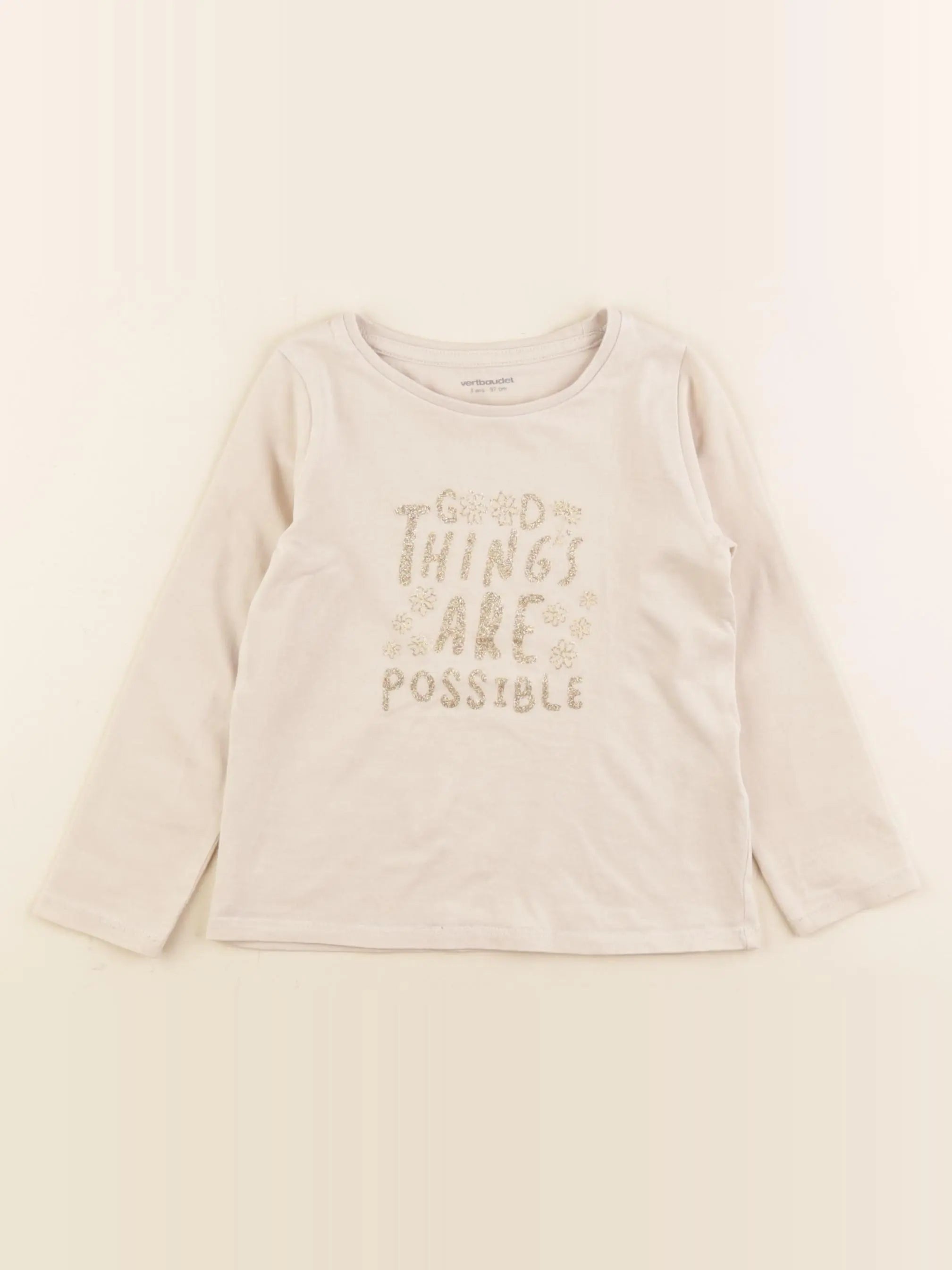 Vertbaudet - tee-shirt beige - 3 ans