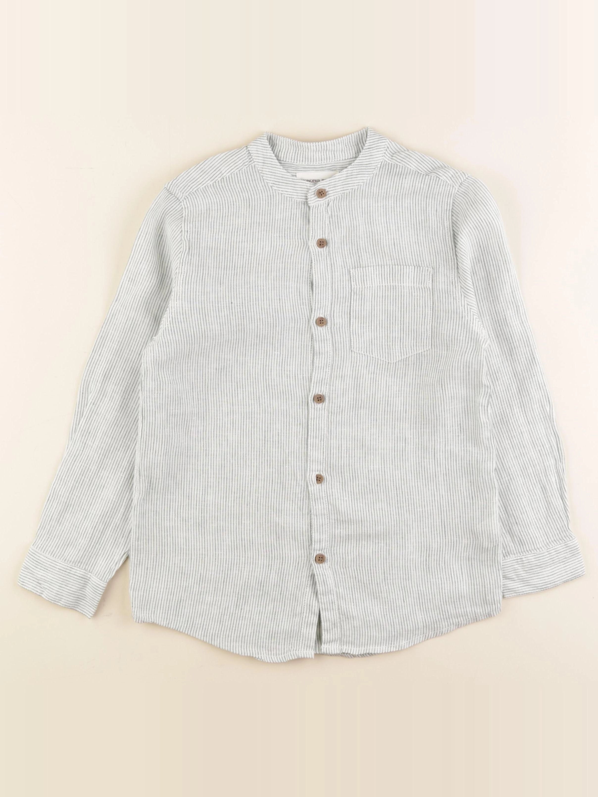 Monoprix - chemise vert, blanc - 8 ans