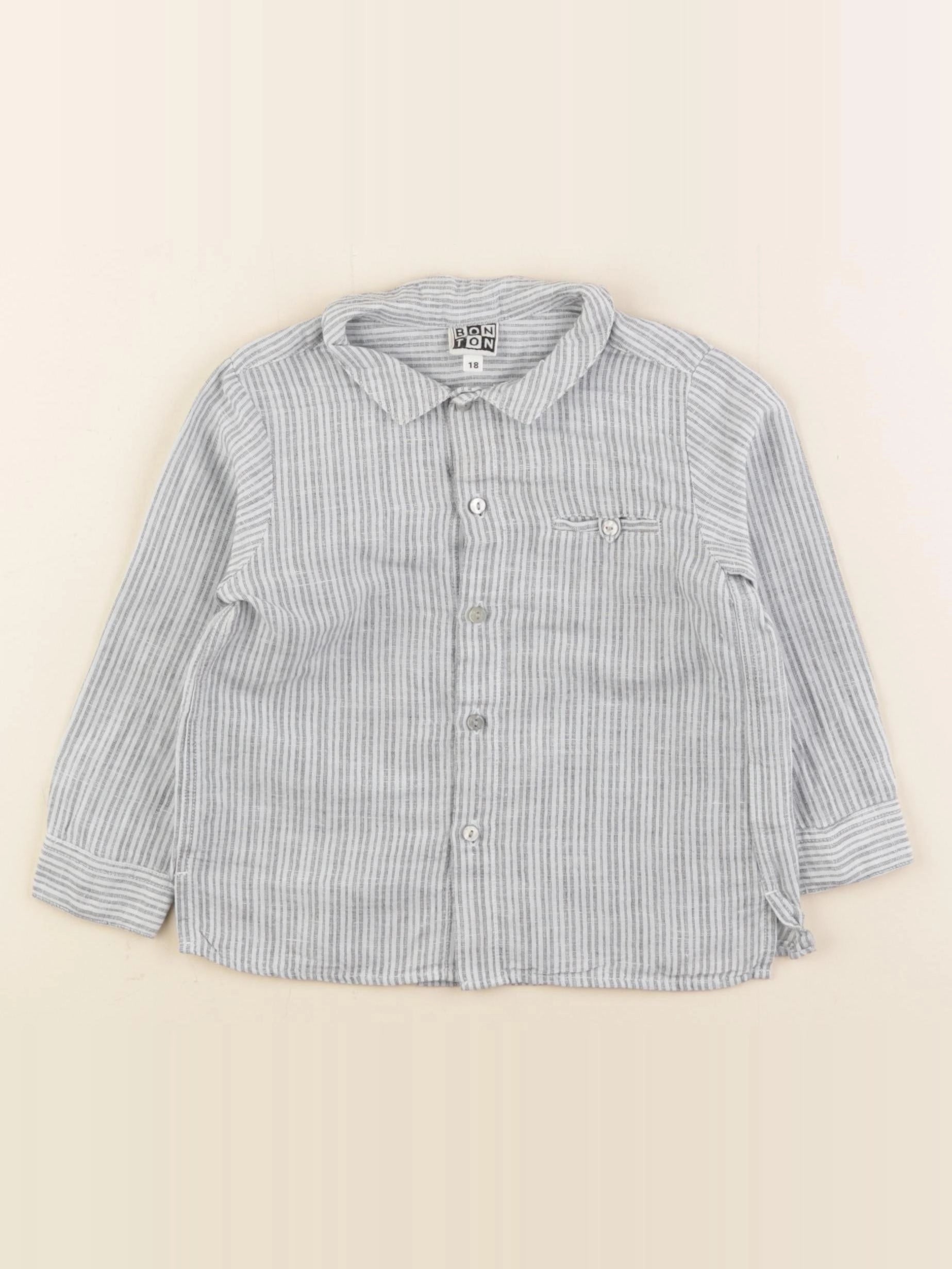Bonton - chemise bleu - 18 mois