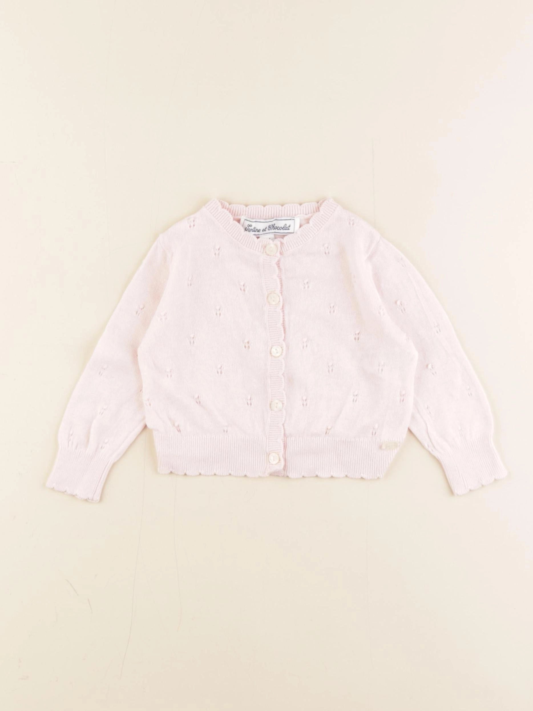 Tartine & Chocolat - gilet rose - 3 mois