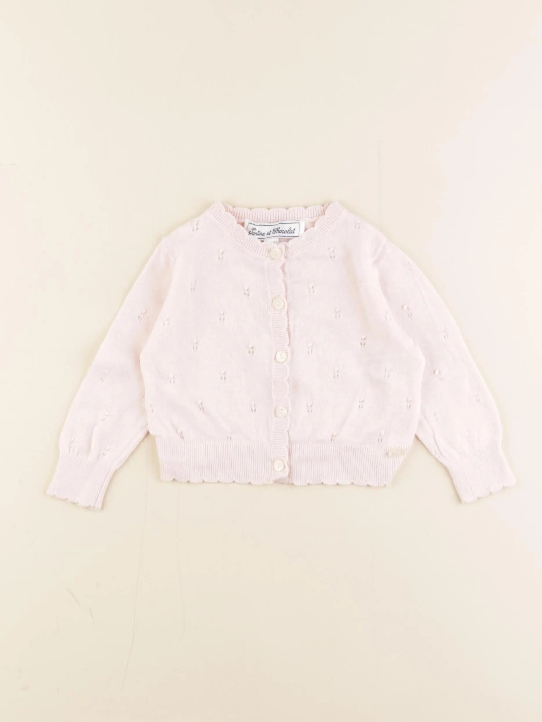 Tartine & Chocolat - gilet rose - 3 mois