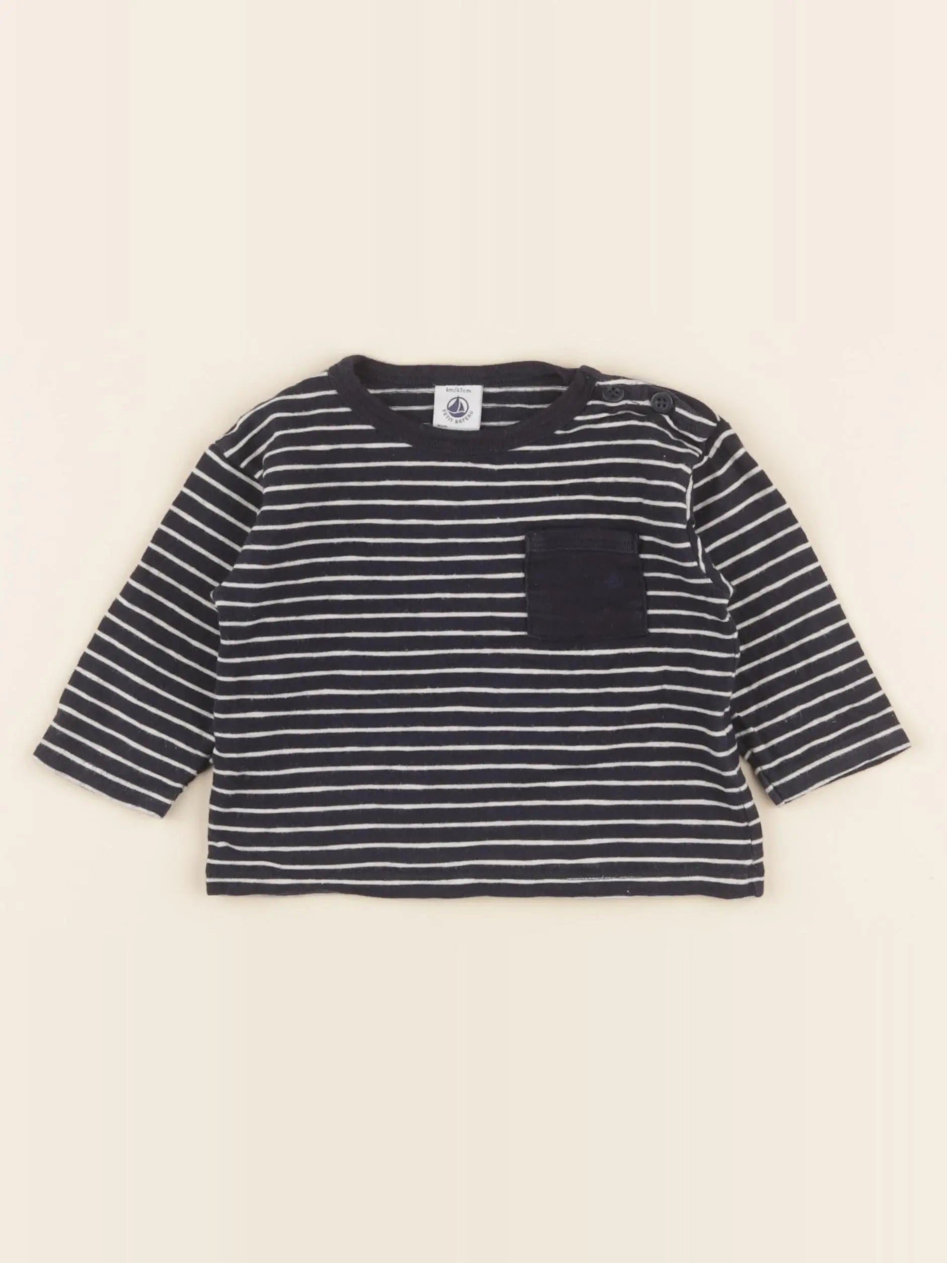 Petit Bateau - tee-shirt bleu - 6 mois