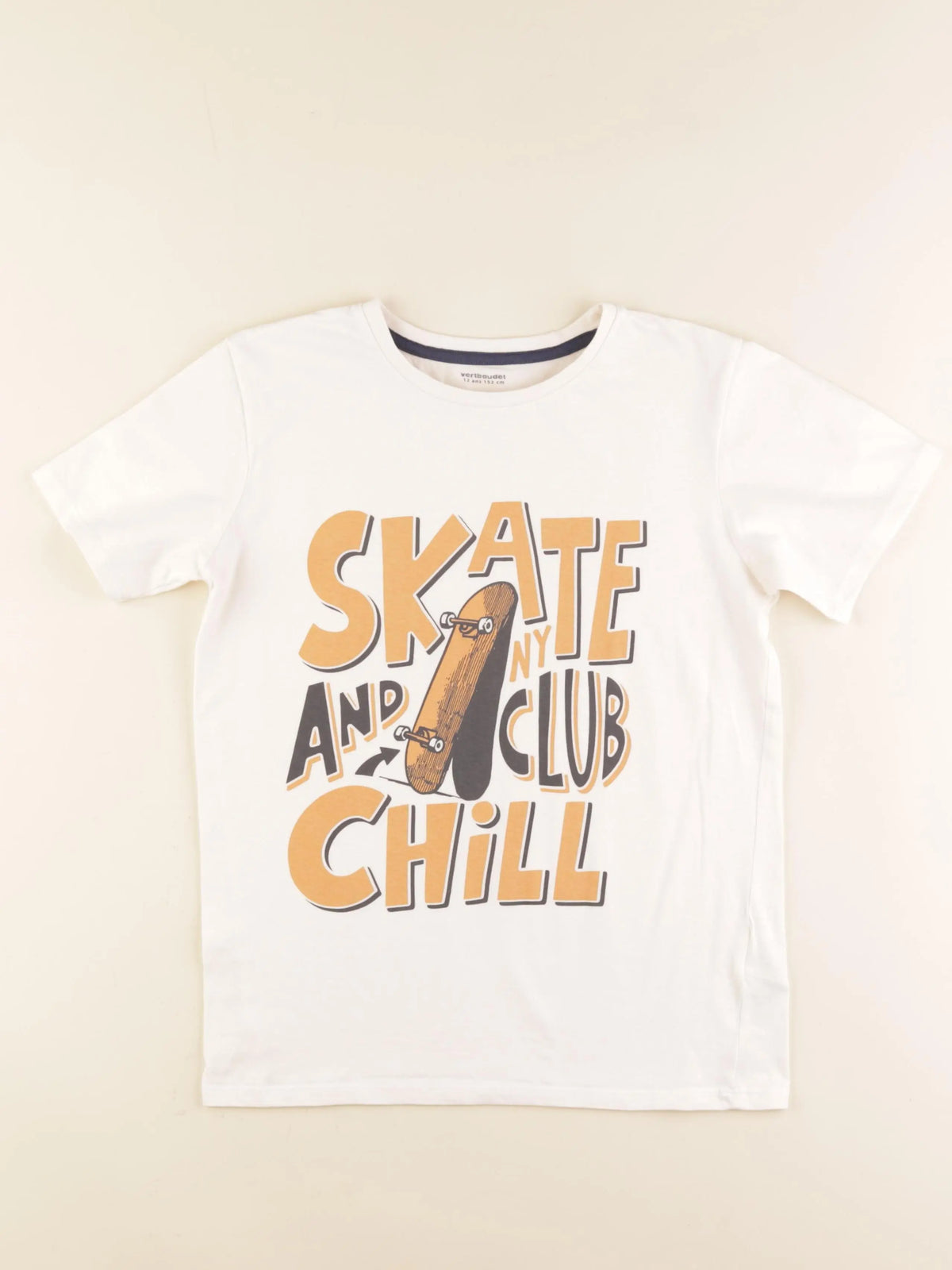 Vertbaudet - tee-shirt beige - 12 ans