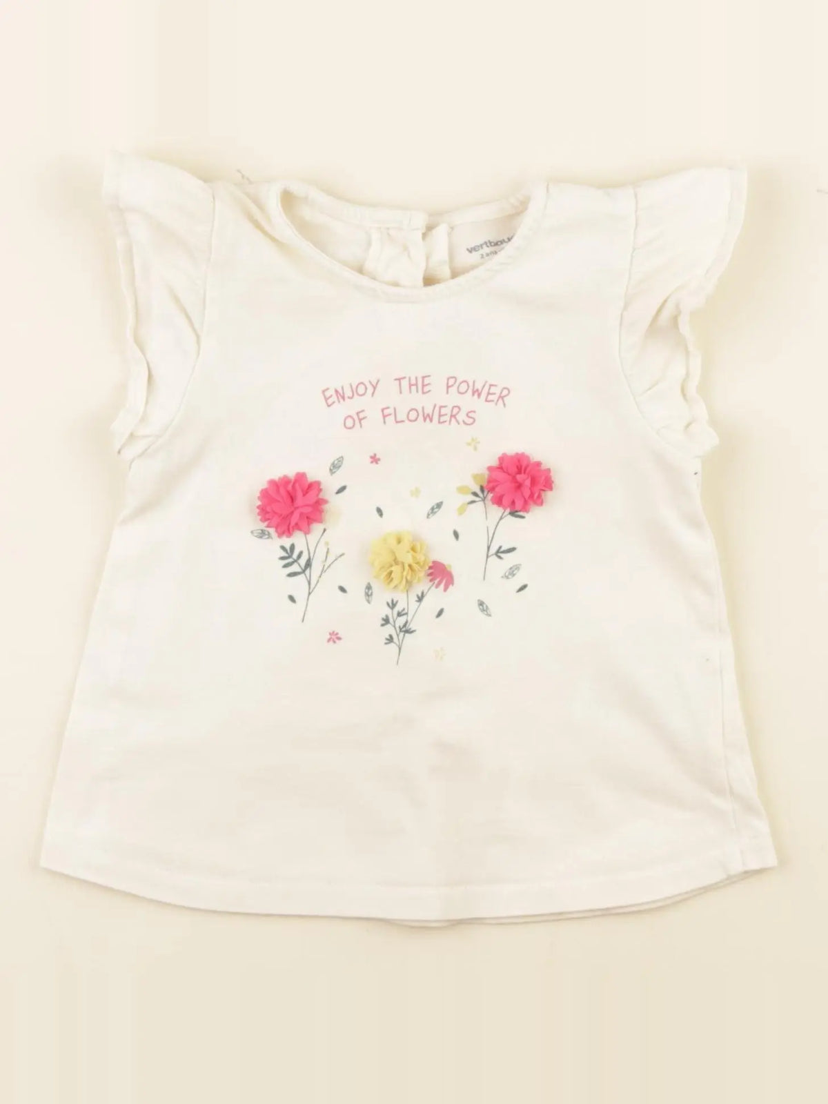 Vertbaudet - tee-shirt beige - 2 ans