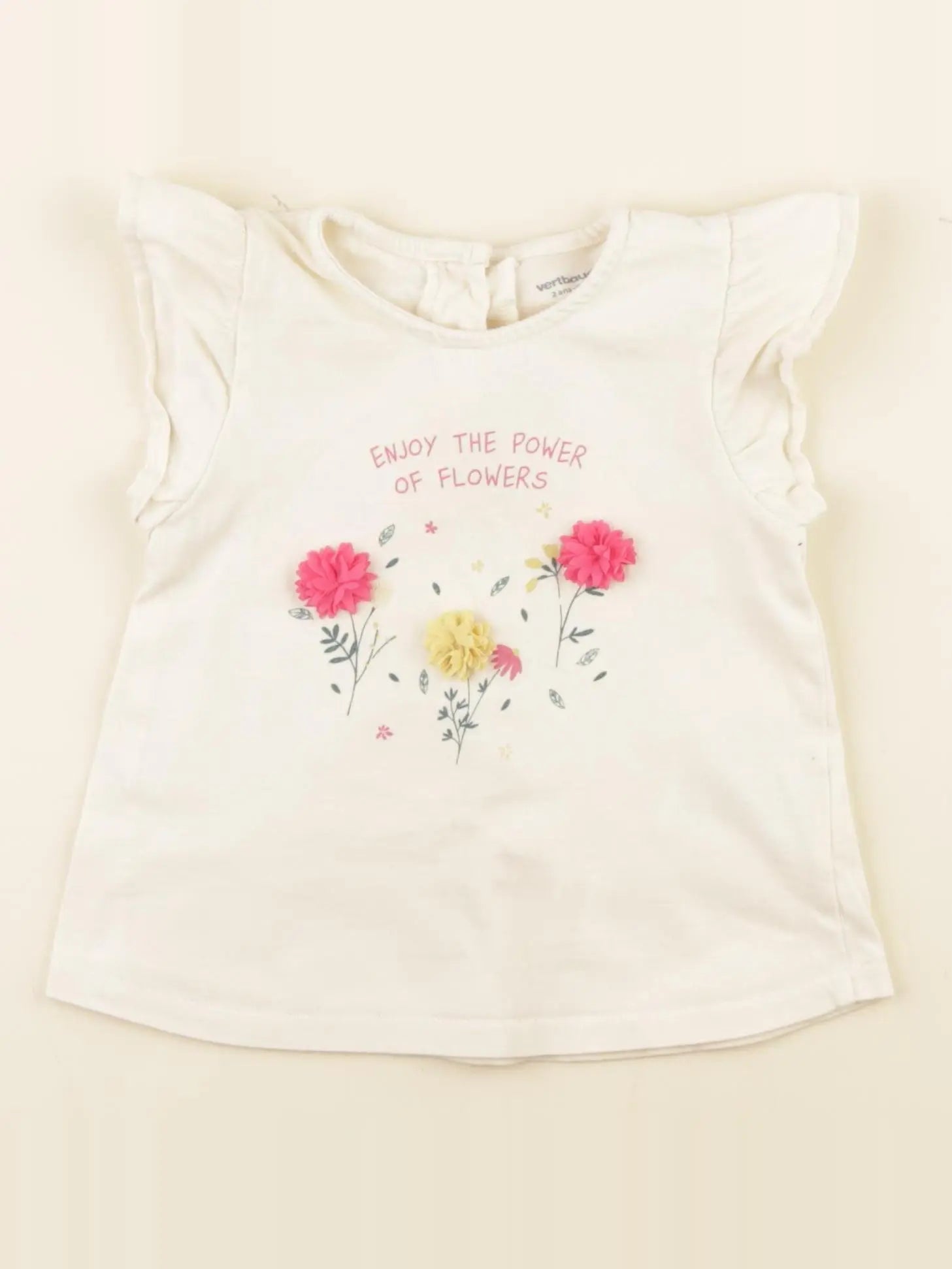 Vertbaudet - tee-shirt beige - 2 ans