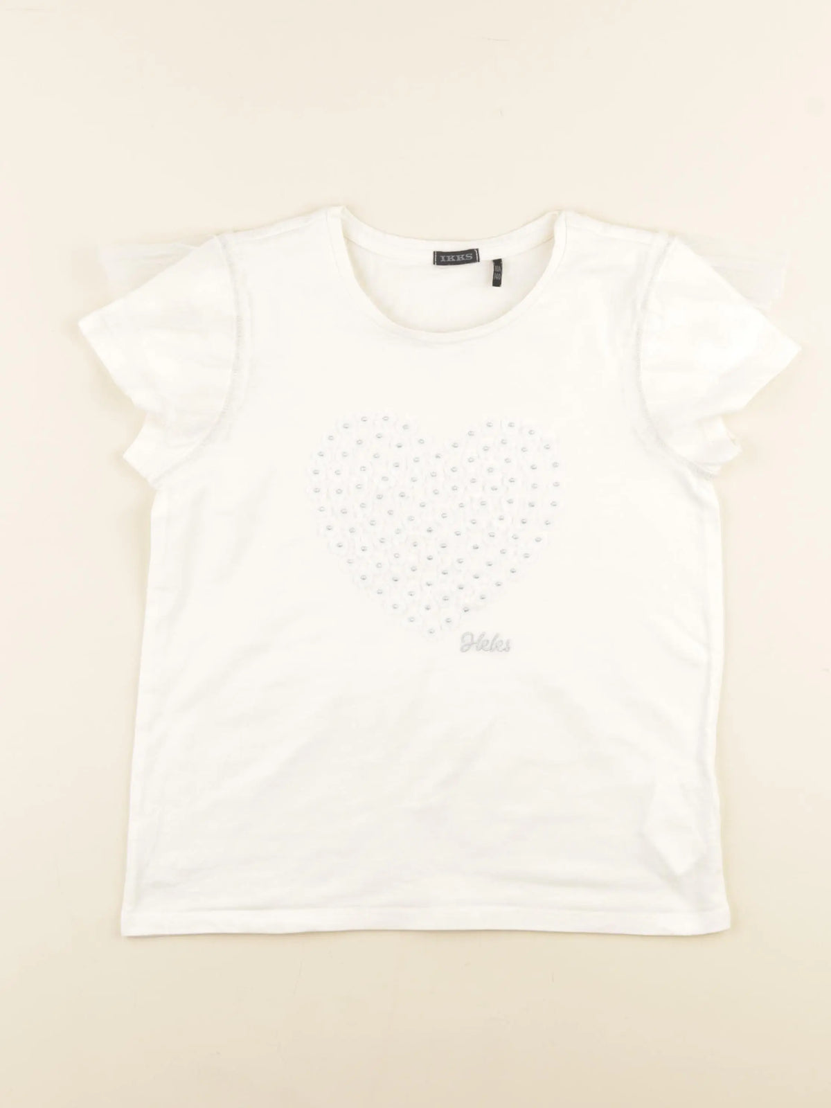 IKKS - tee-shirt blanc, argent - 10 ans