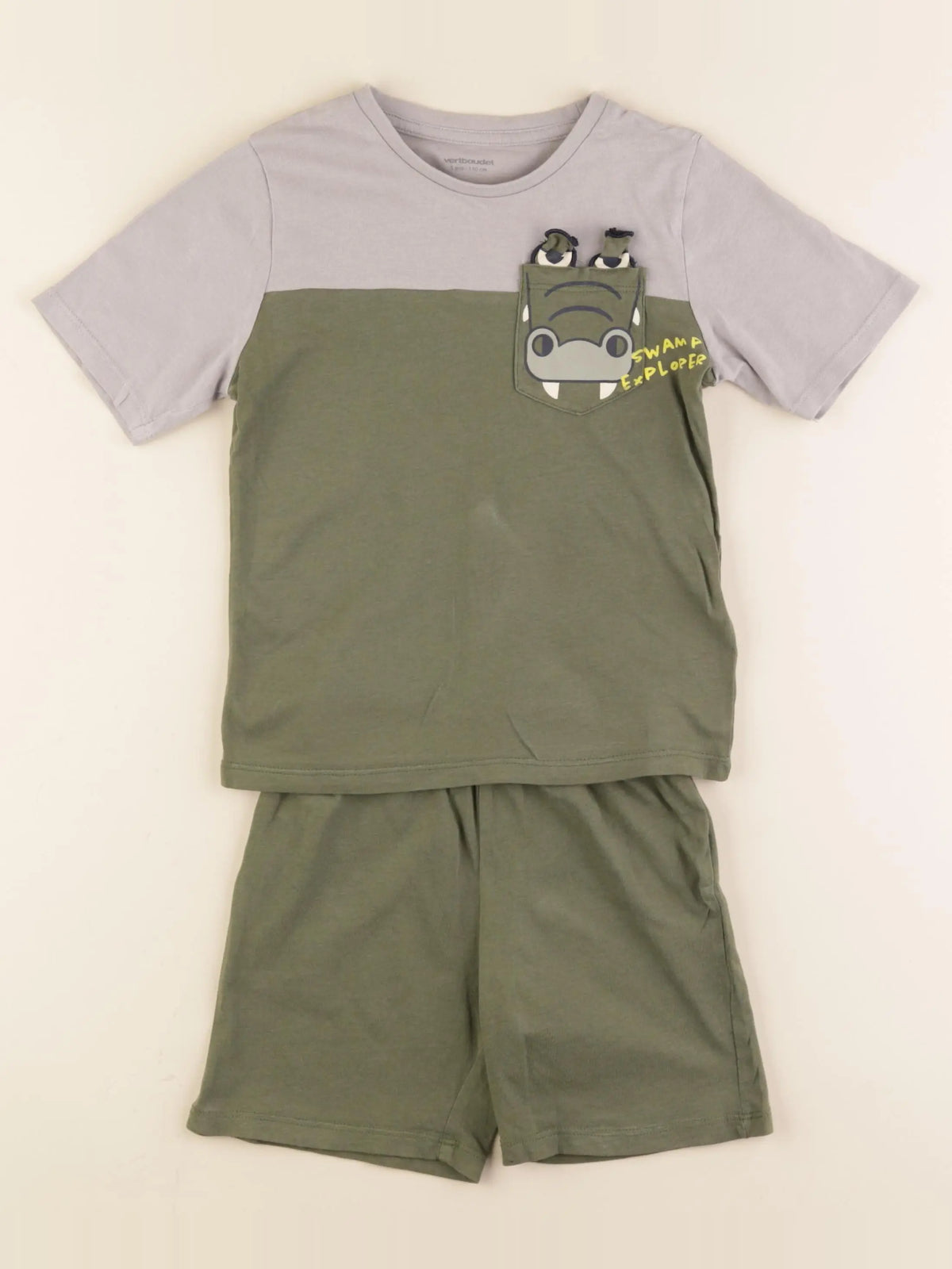 Vertbaudet - pyjama coton gris, vert - 5 ans
