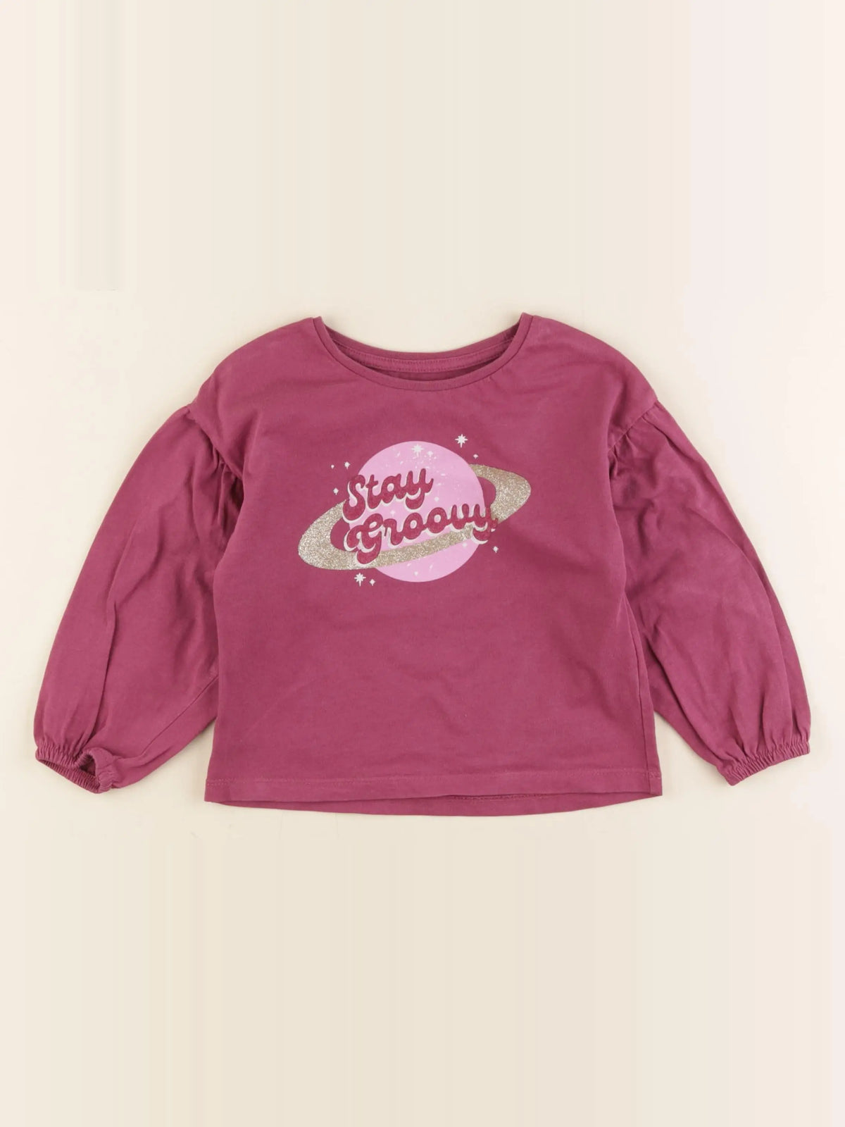 Vertbaudet - tee-shirt rose, or - 3 ans