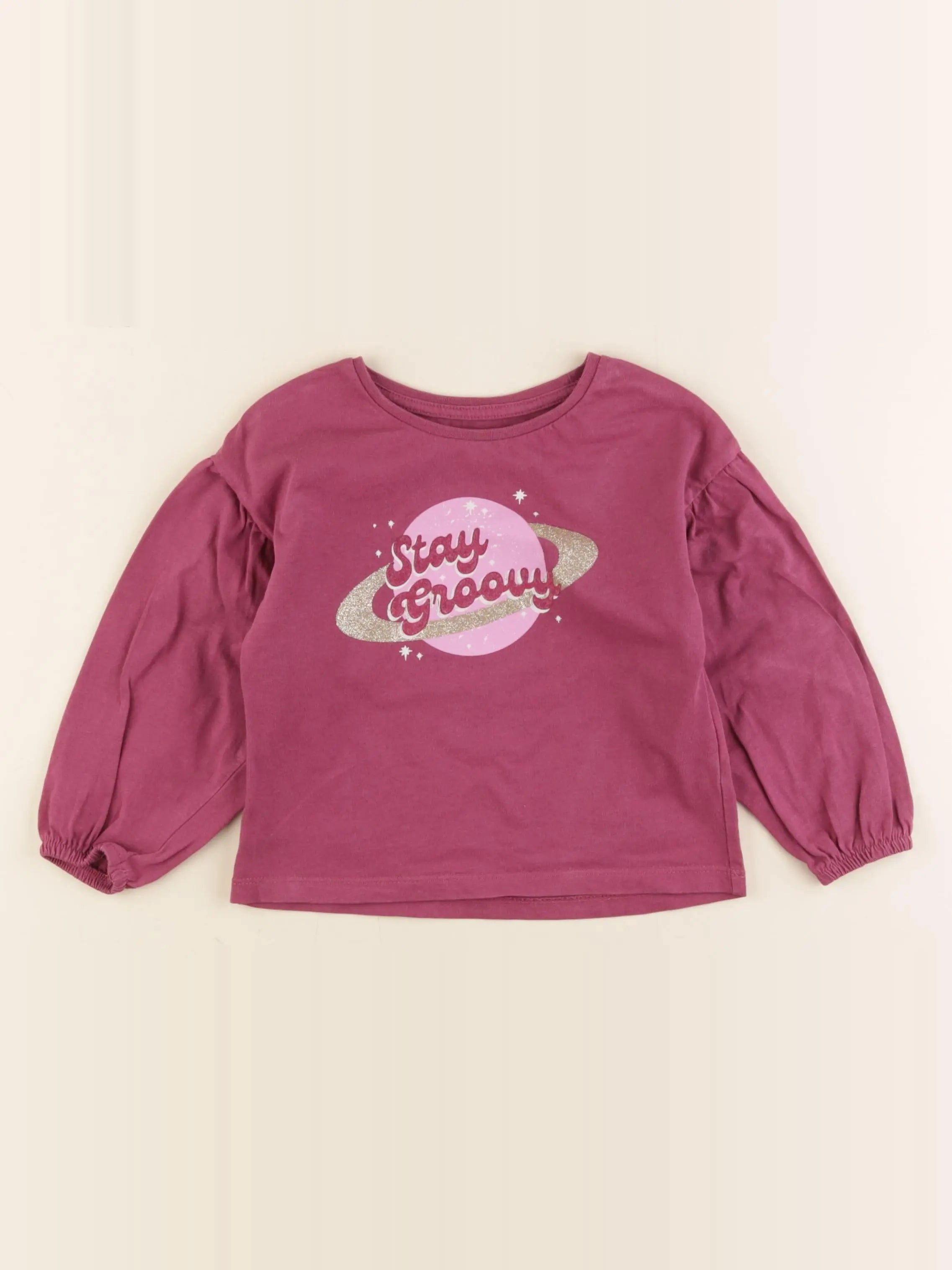 Vertbaudet - tee-shirt rose, or - 3 ans