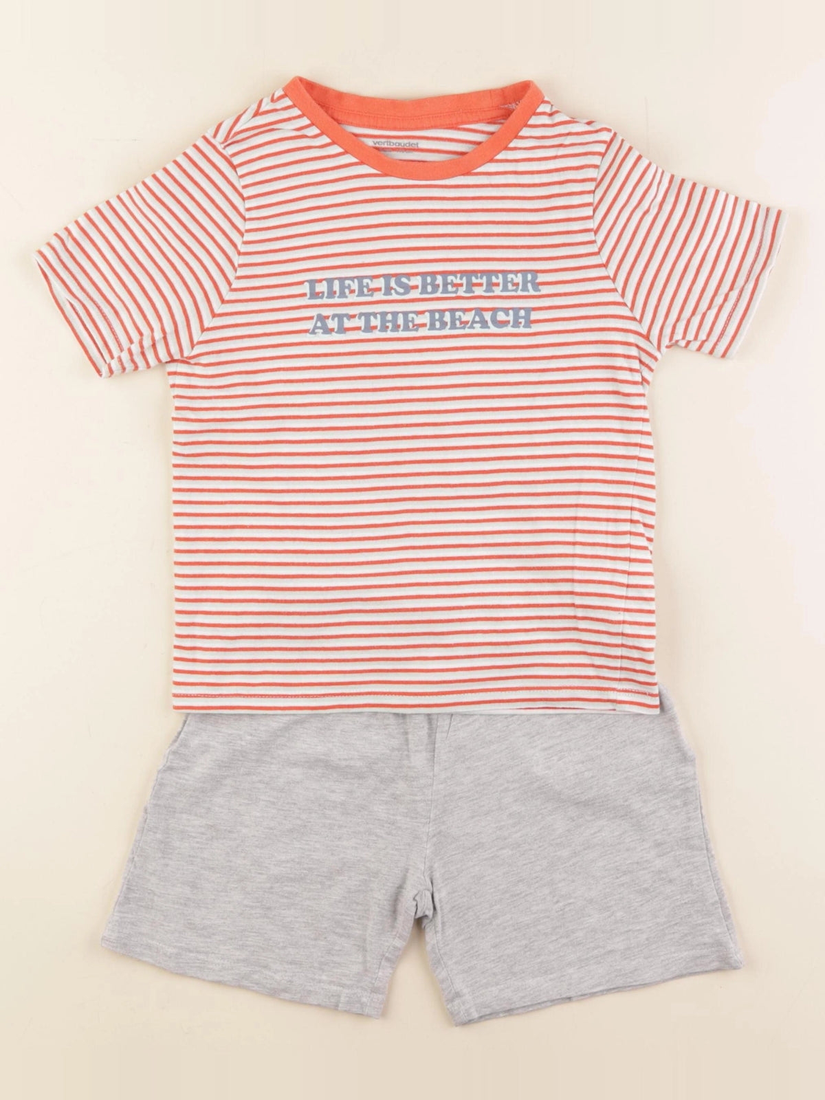 Vertbaudet - pyjama coton gris, orange - 5 ans