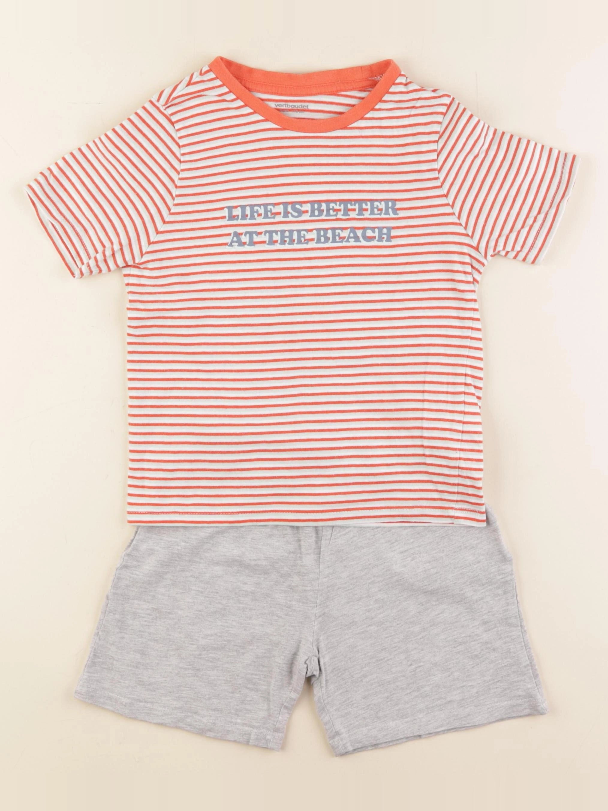Vertbaudet - pyjama coton gris, orange - 5 ans