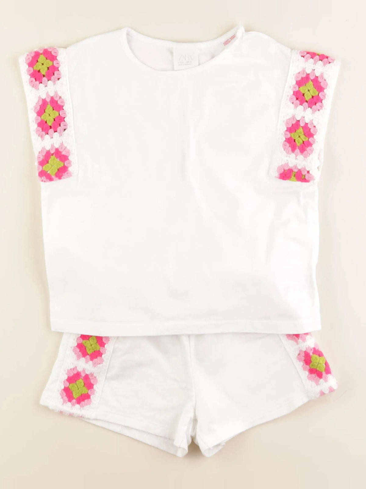 Zara - ensemble blanc, rose - 4 ans