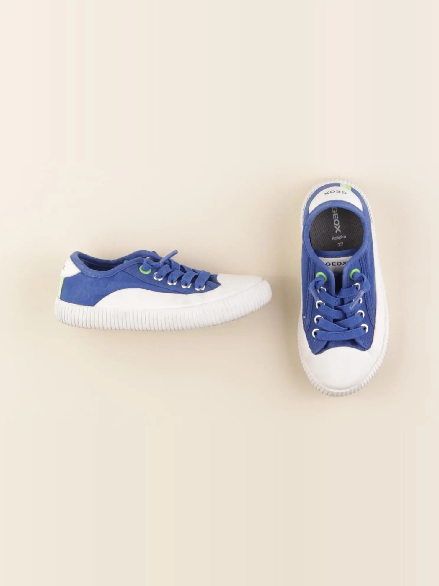 Geox - tennis à scratch/ lacets bleu, blanc - pointure 27