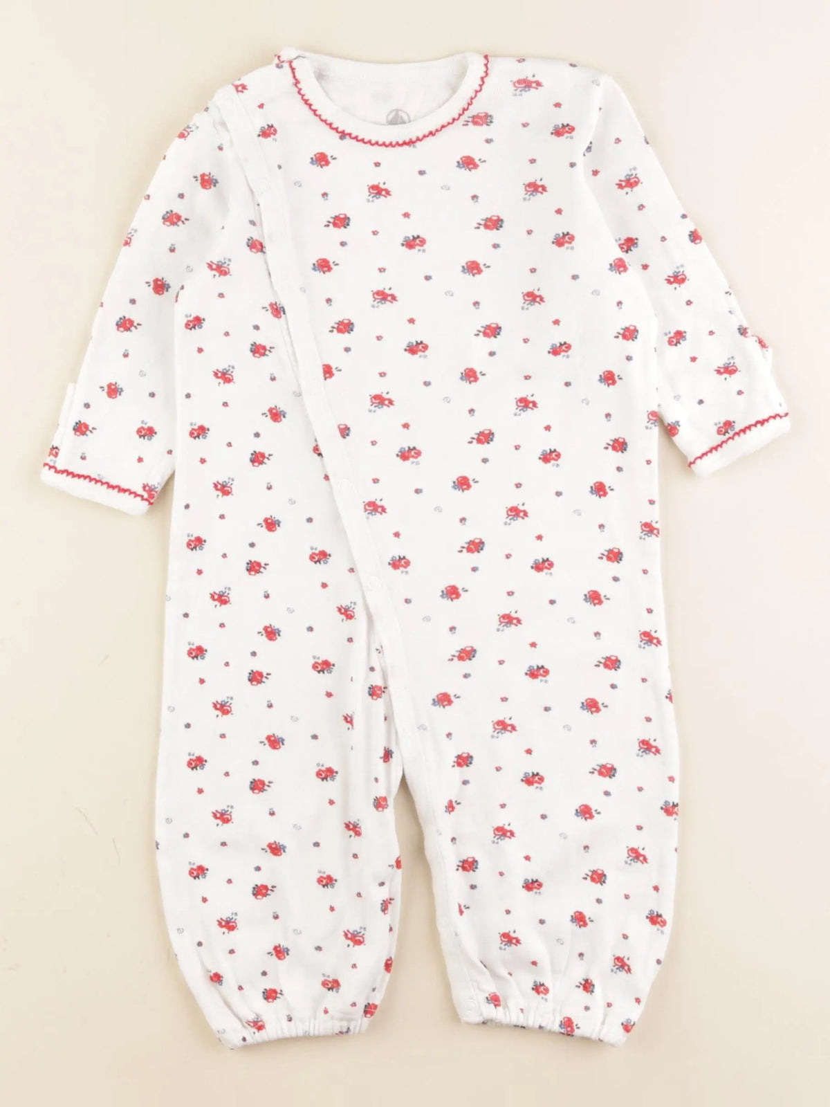 Petit Bateau - pyjama coton blanc, rouge - 6 mois