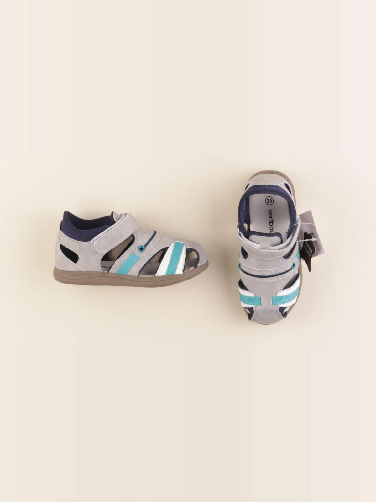 Vertbaudet - sandales bleu, gris - pointure 25