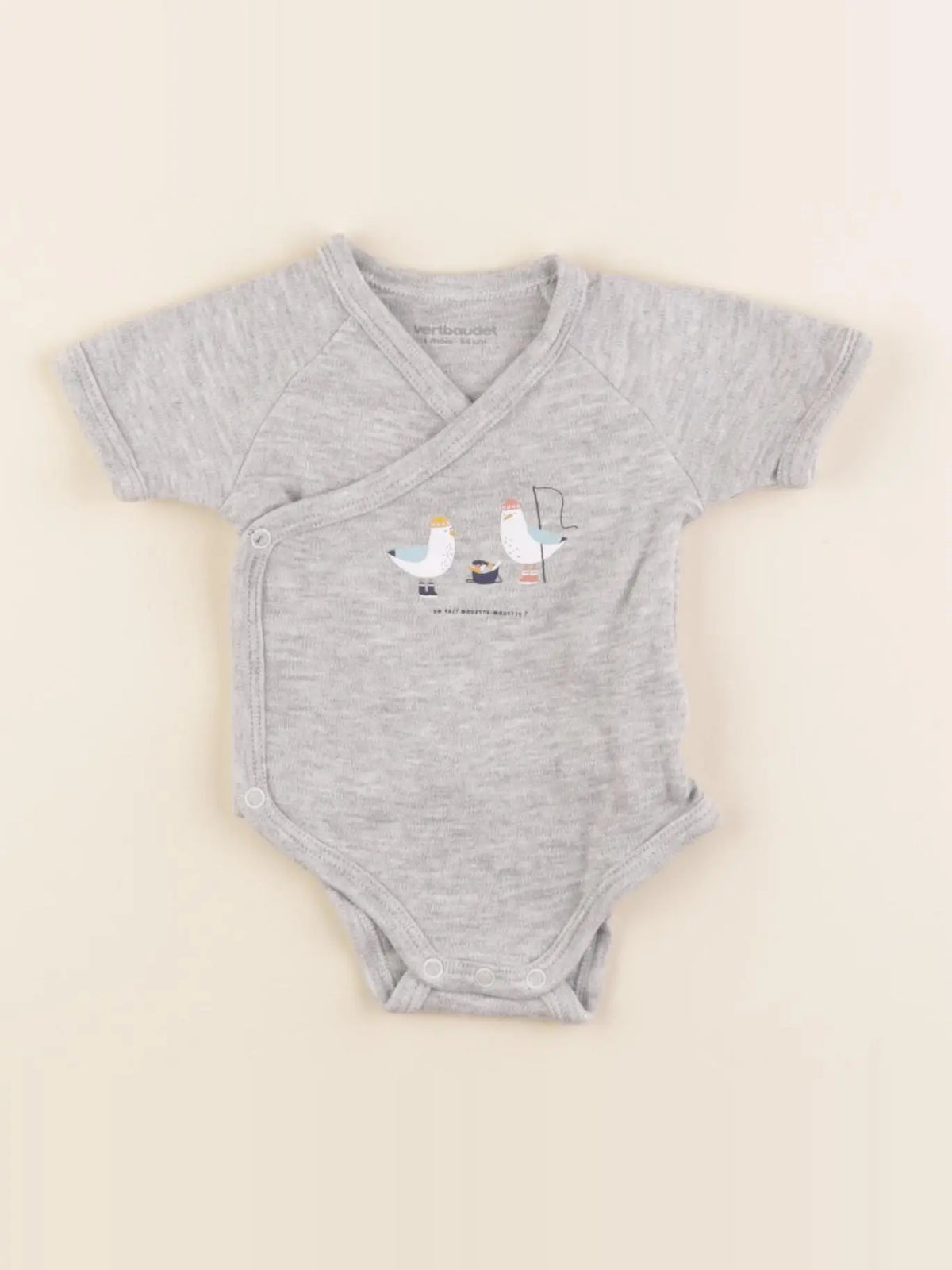 Vertbaudet - body gris - 1 mois