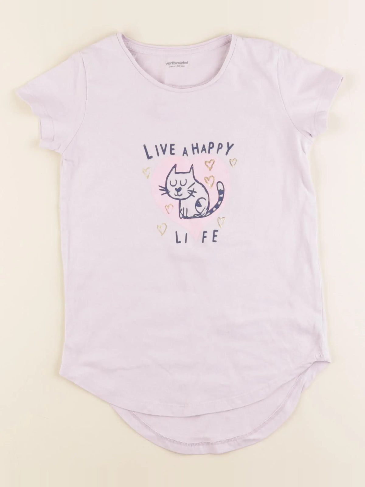 Vertbaudet - tee-shirt coton violet - 3 ans