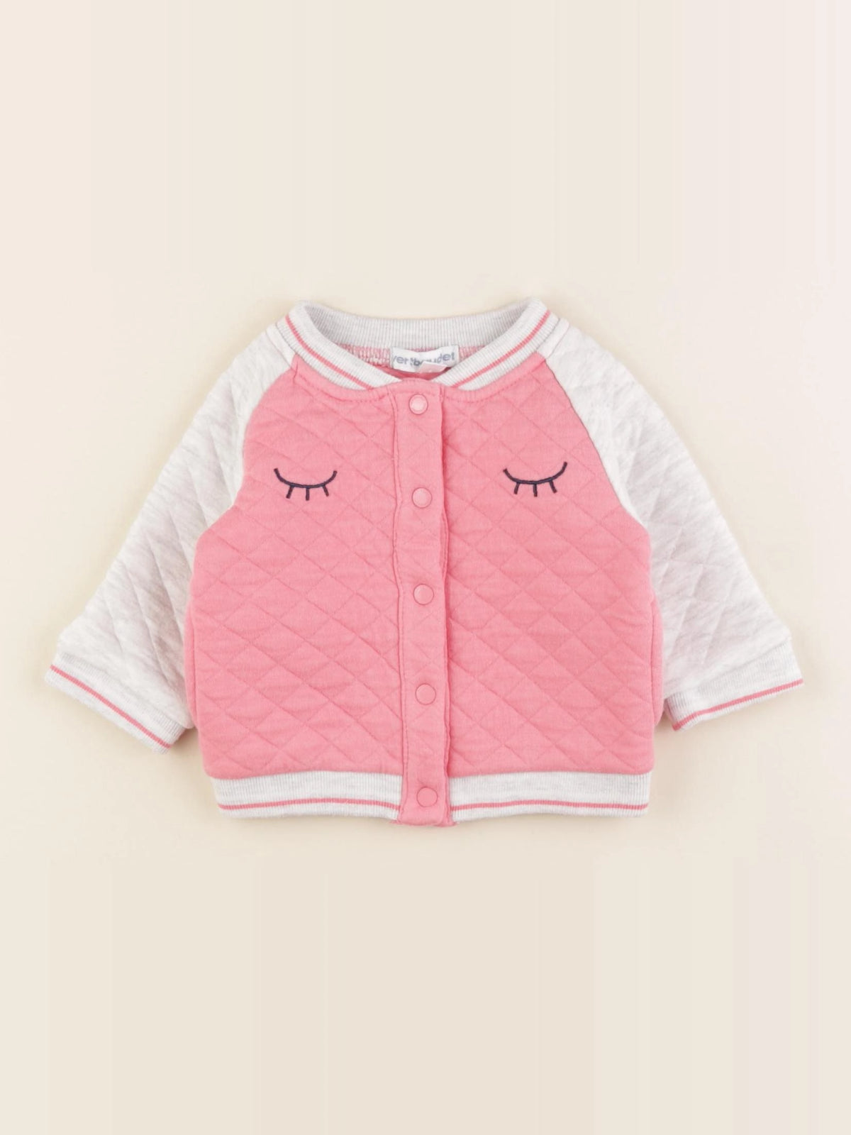 Vertbaudet - sweat gris, rose - 3 mois