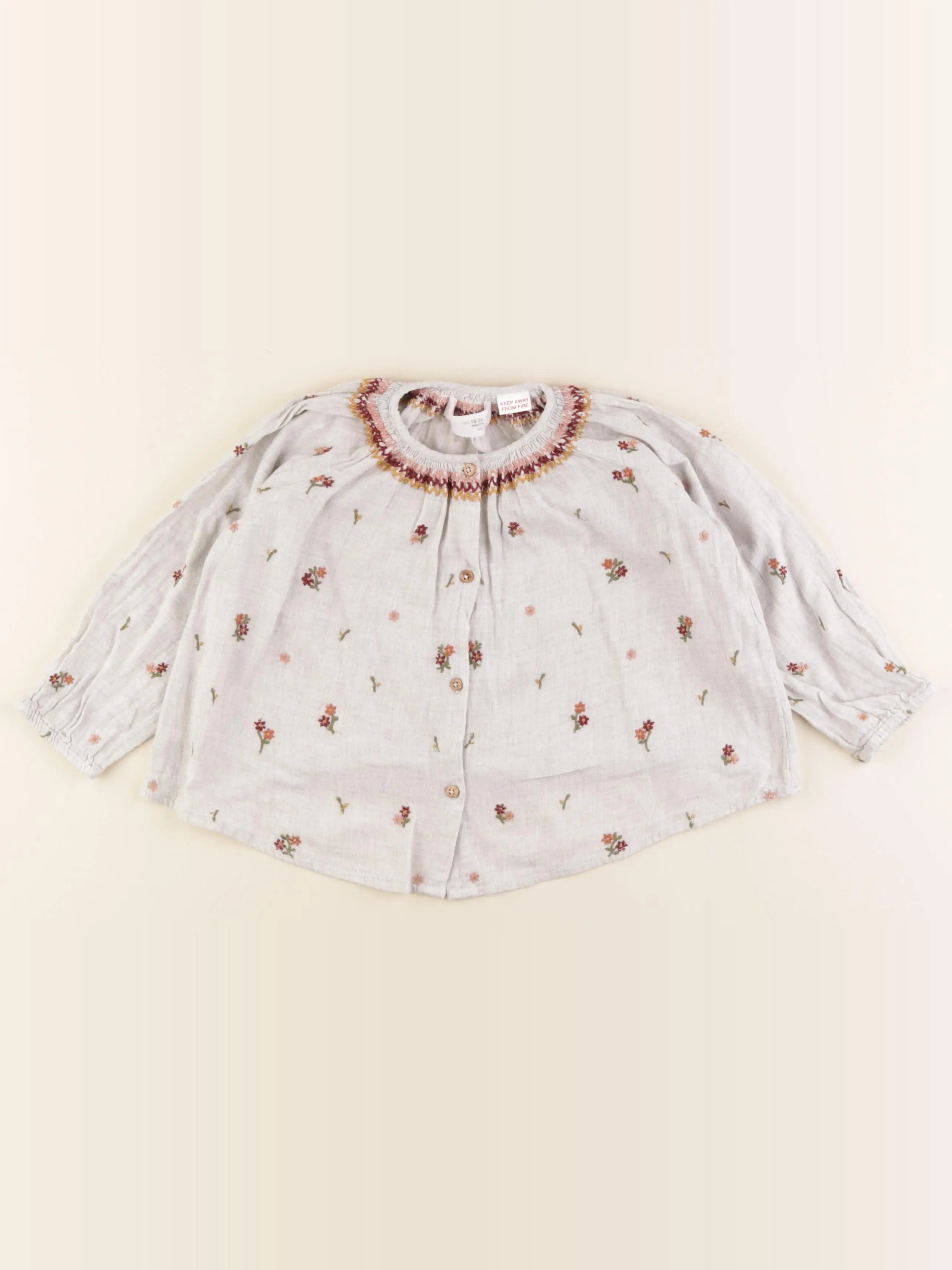 Zara - blouse gris - 18/24 mois