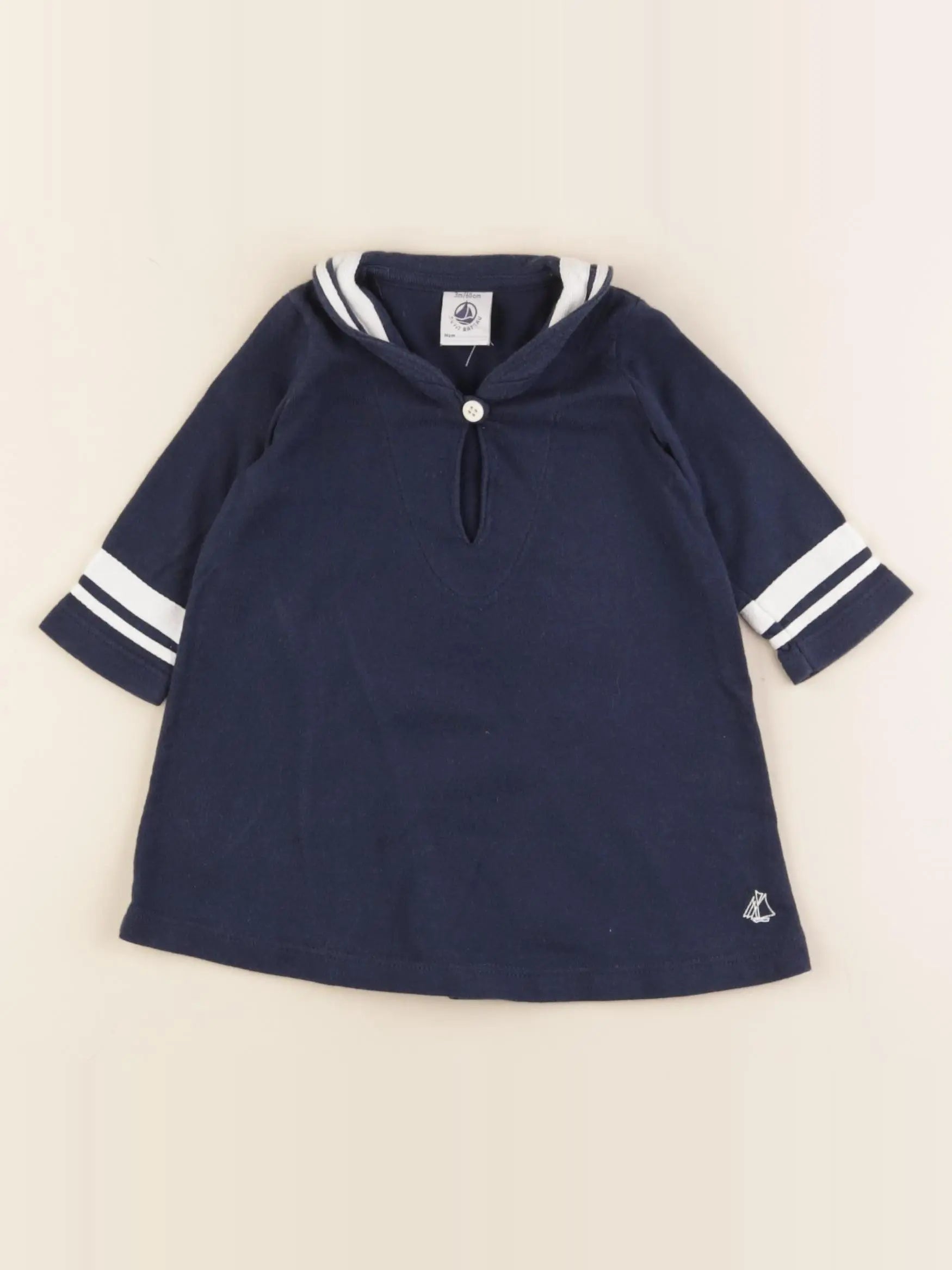 Petit Bateau - robe bleu - 3 mois