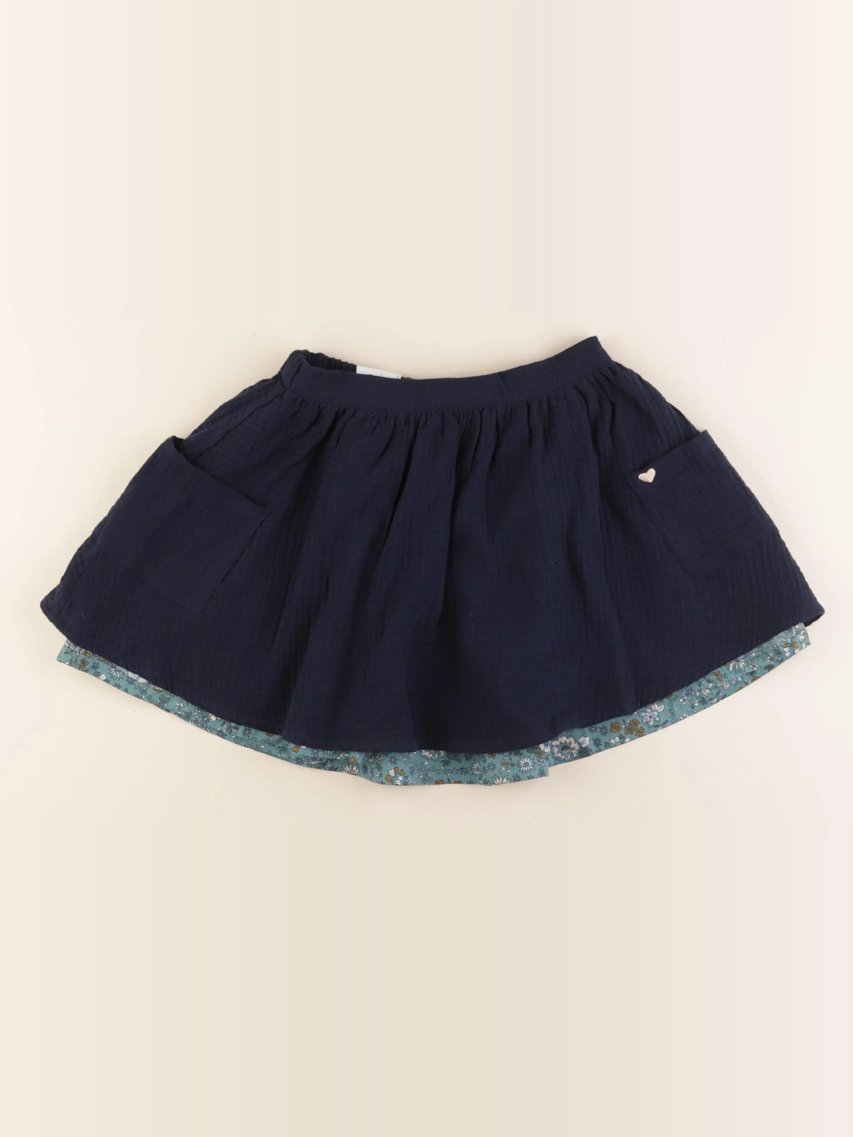 Vertbaudet - jupe réversible bleu - 9 ans