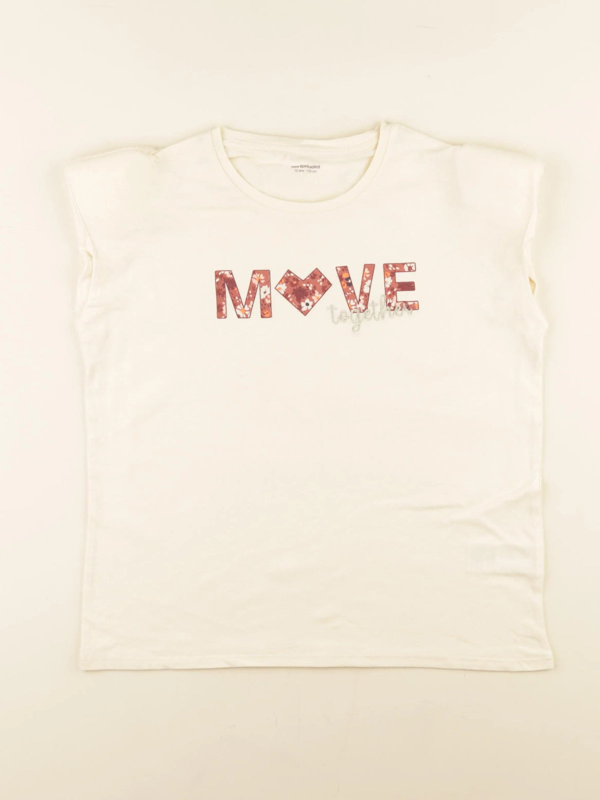 Vertbaudet - tee-shirt beige - 12 ans