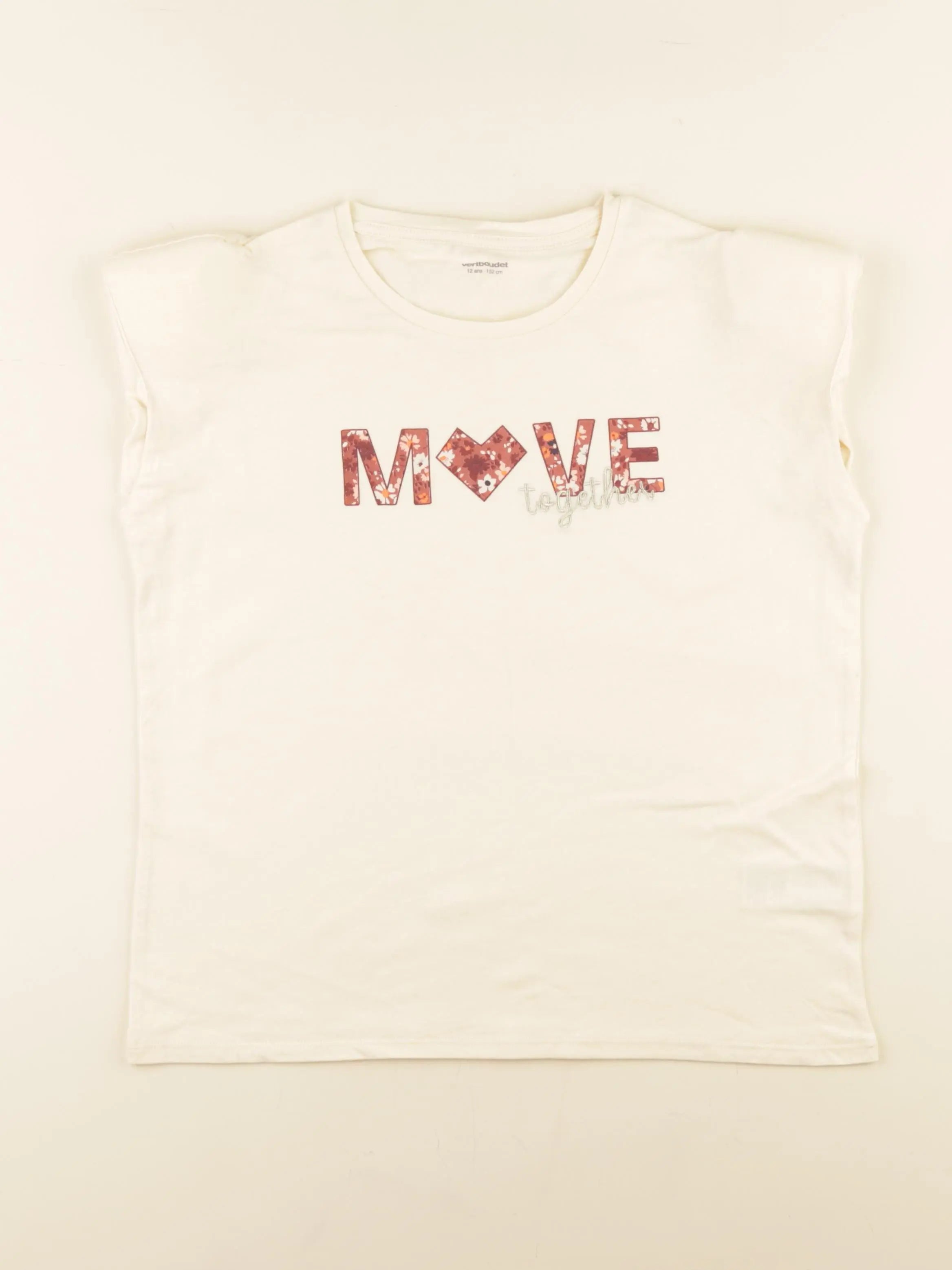 Vertbaudet - tee-shirt beige - 12 ans