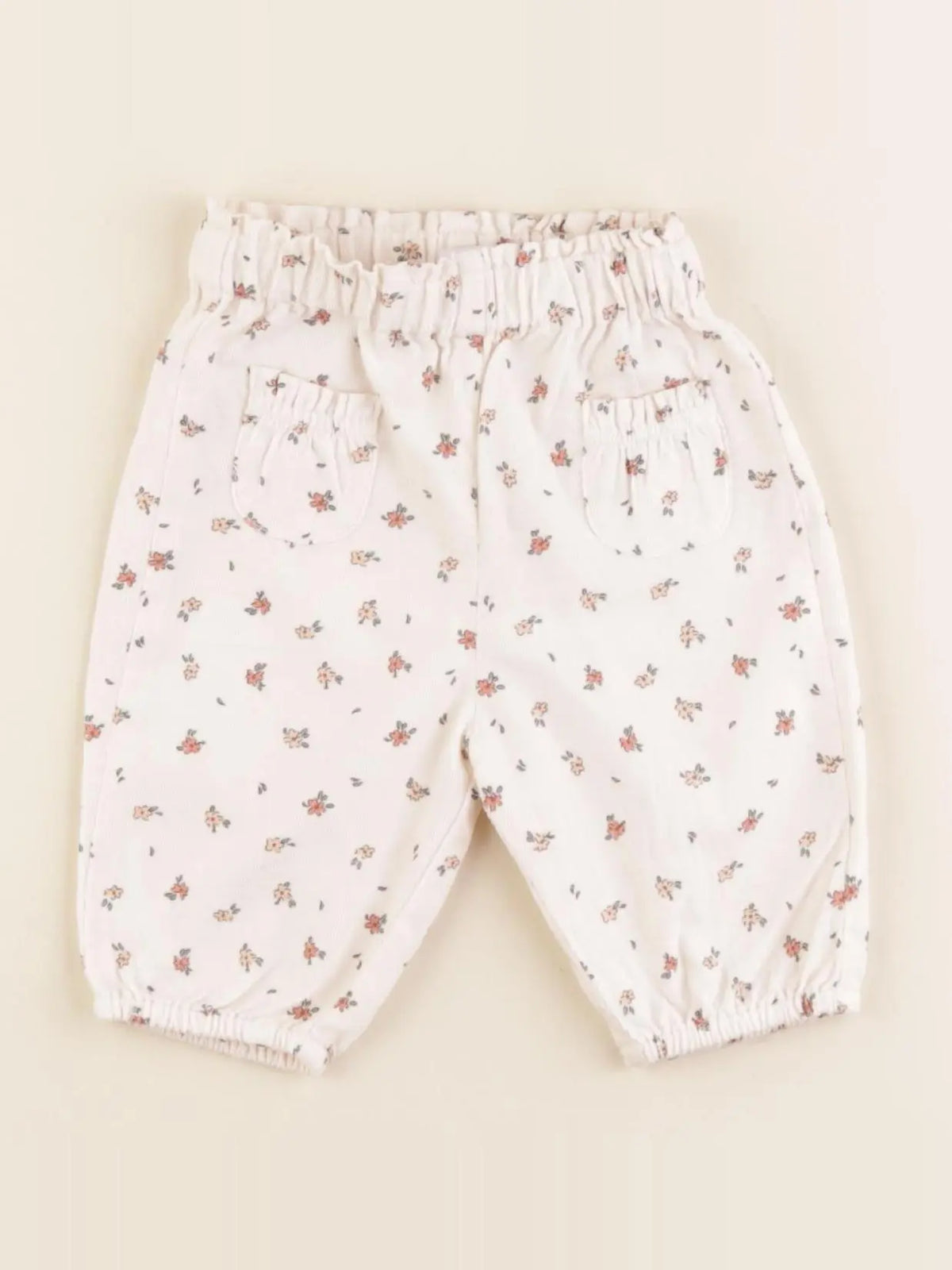 Vertbaudet - pantalon blanc, rose - 1 mois