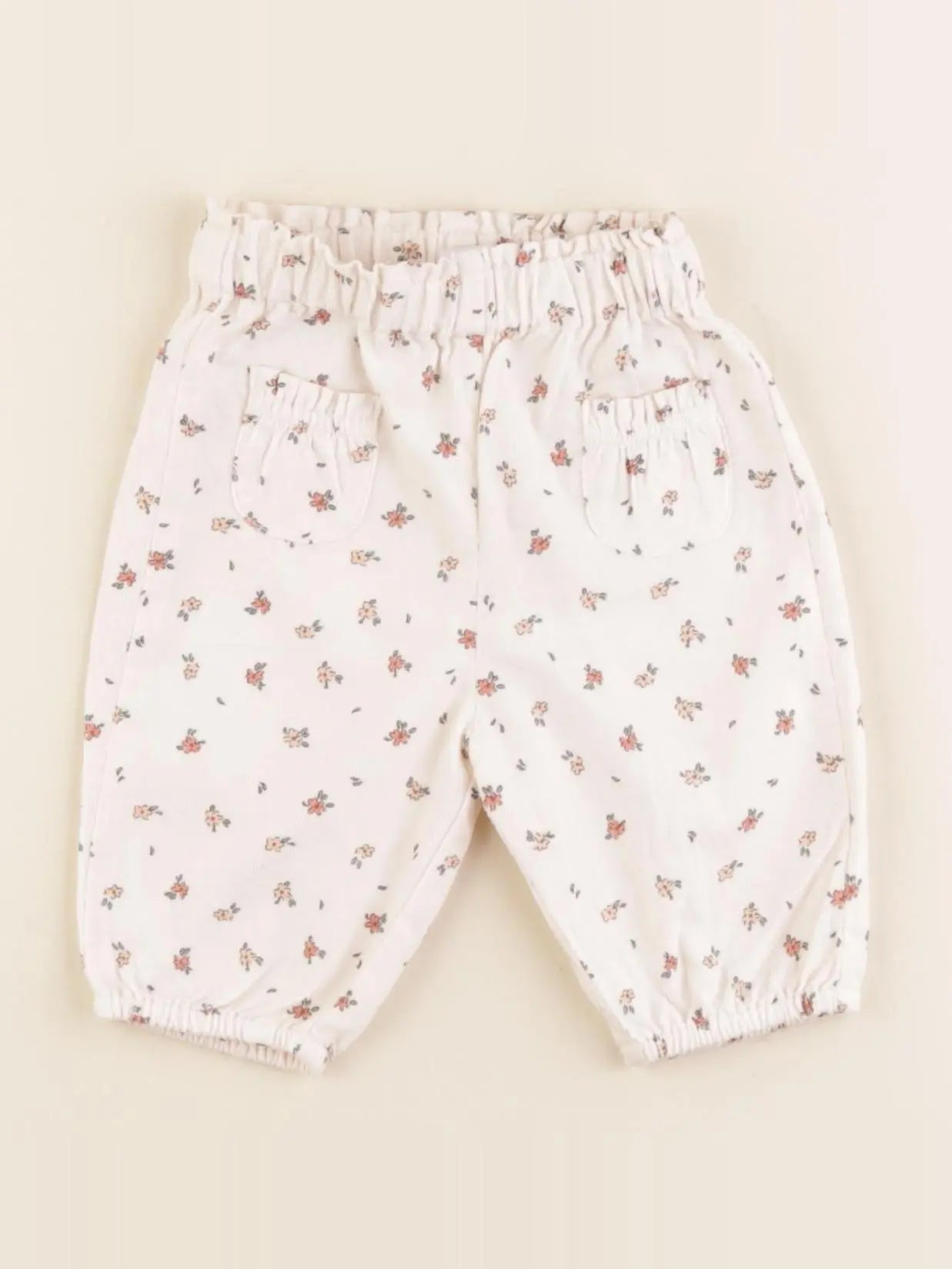Vertbaudet - pantalon blanc, rose - 1 mois