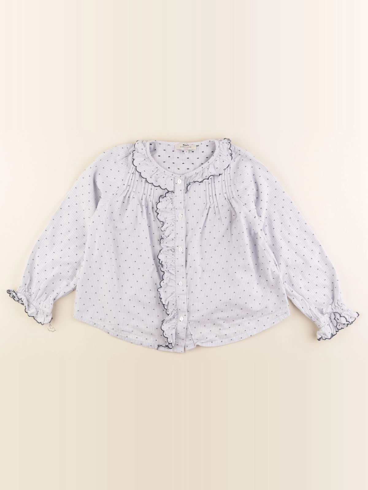 Cyrillus - blouse blanc, bleu - 8 ans