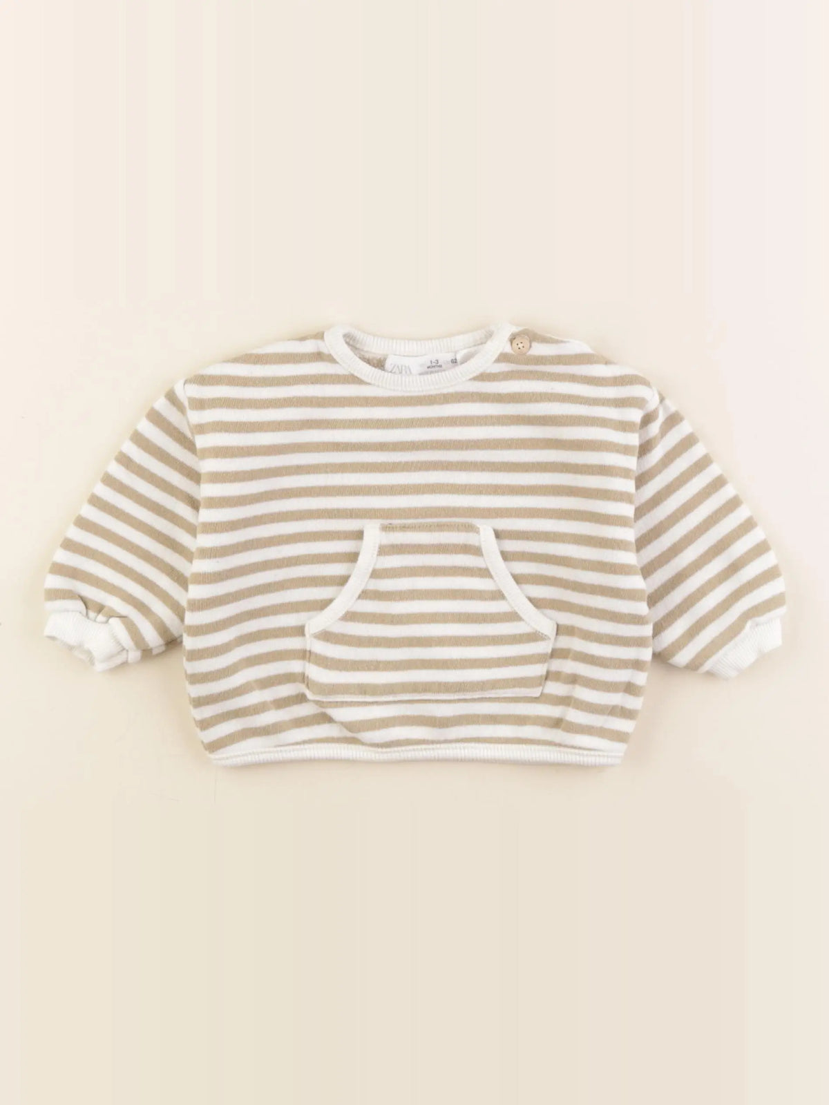 Zara - sweat beige, vert - 1/3 mois