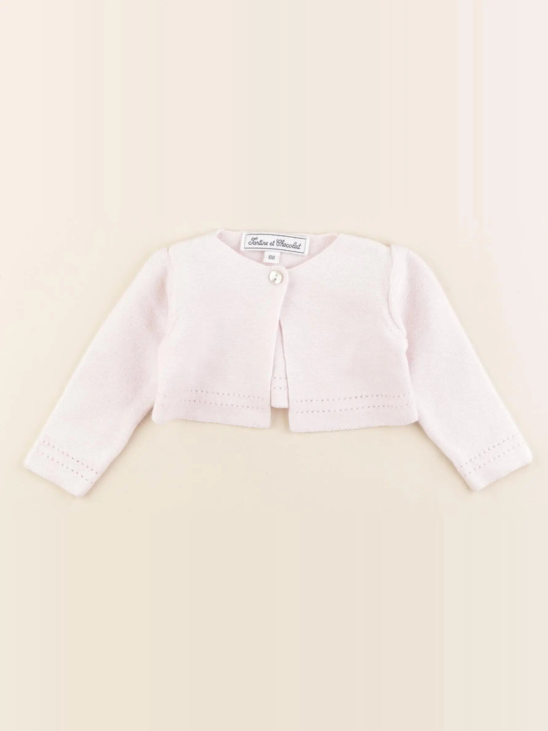 Tartine & Chocolat - gilet rose - 6 mois